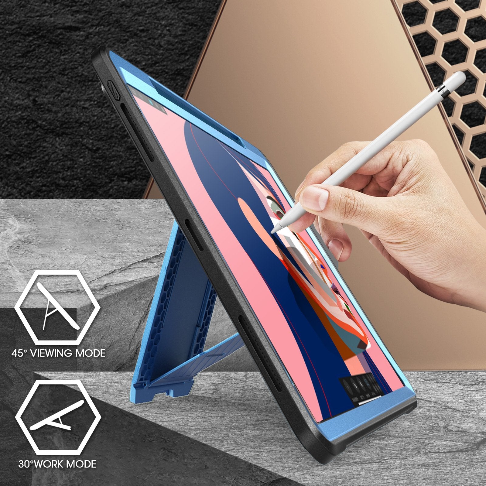 iPad Pro 11 Inch (2020) Case - Unicorn Beetle Pro Rugged Protective Cover with Shockproof Design in Metallic Blue | Perfect for Outdoor, Travel & Daily Use