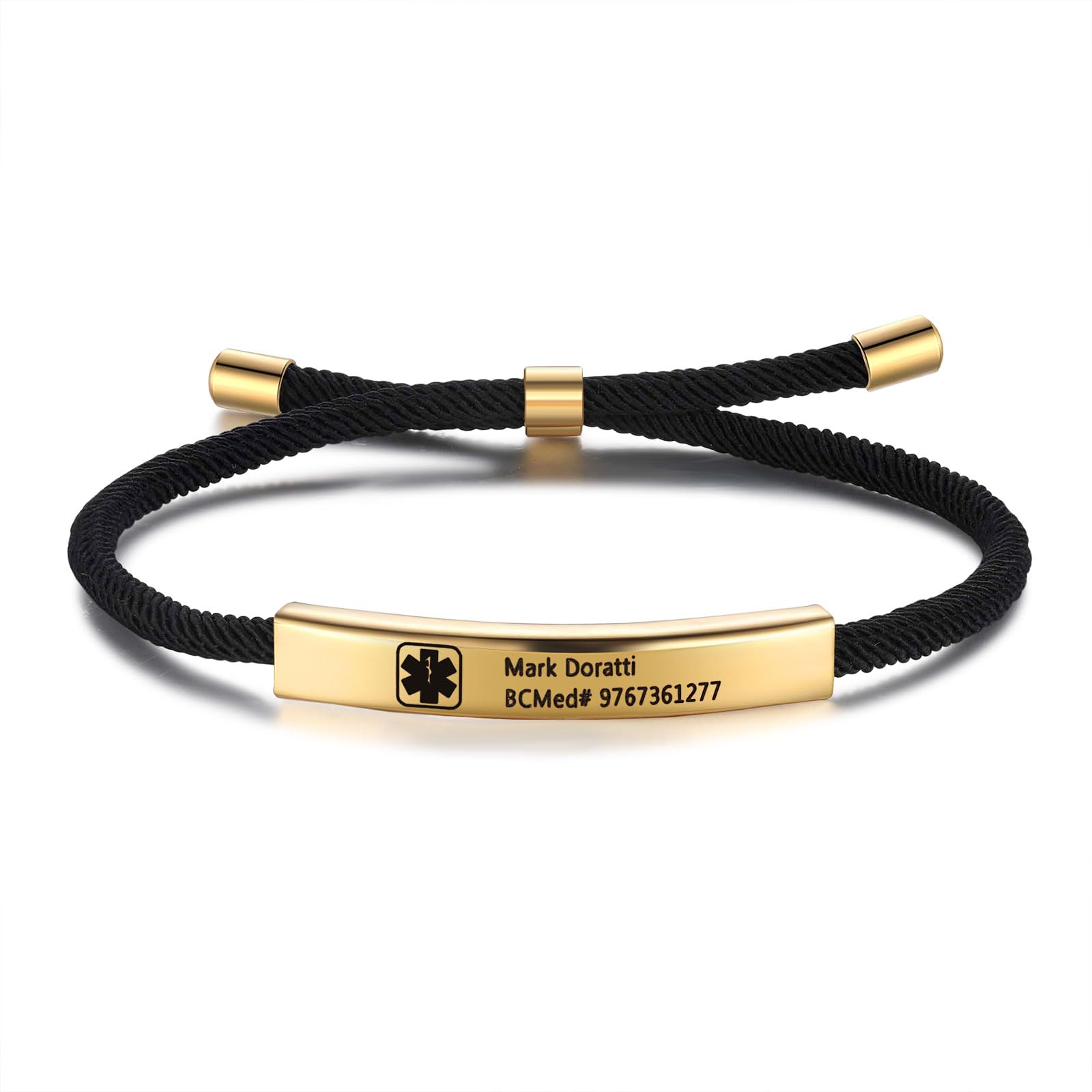 Custom Engraved Medical Alert Bracelet for Men & Women - Personalized Emergency ID Bracelet with Text - Ideal for Allergies, Diabetes & Heart Conditions
