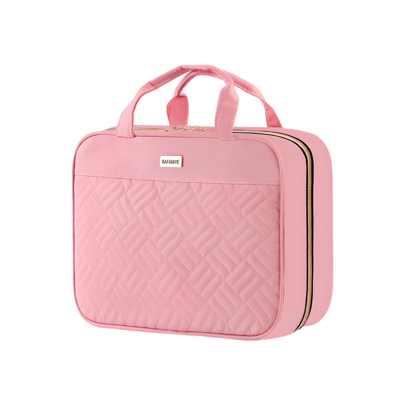8L Waterproof Hanging Toiletry Bag for Women - 2.1 Gallon Travel Cosmetic Organizer with Hook for Shampoo, Makeup & Full-size Toiletries | Perfect for Airplane Carry-on, Gym, Camping & Vacation (Pink)