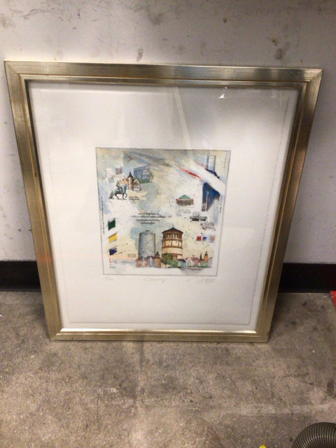 19.5x25 Inch Silver Framed German Signed Art Print - Vintage Wall Decor for Living Room, Bedroom & Office