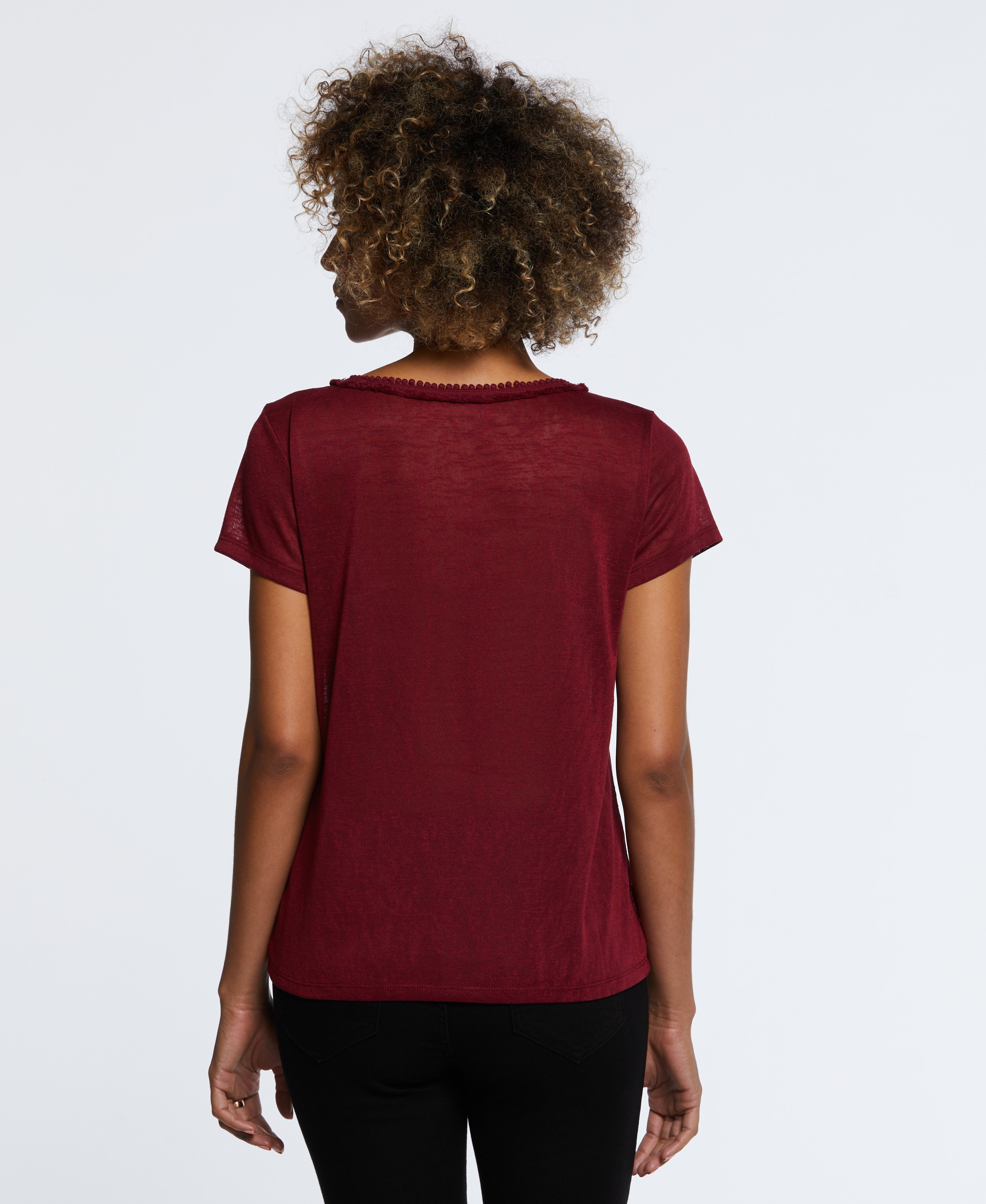 Eco-Friendly Organic Cotton Short Sleeve T-Shirt with Decorative Trim - Casual Summer Top for Women | Perfect for Beach, Travel & Everyday Wear