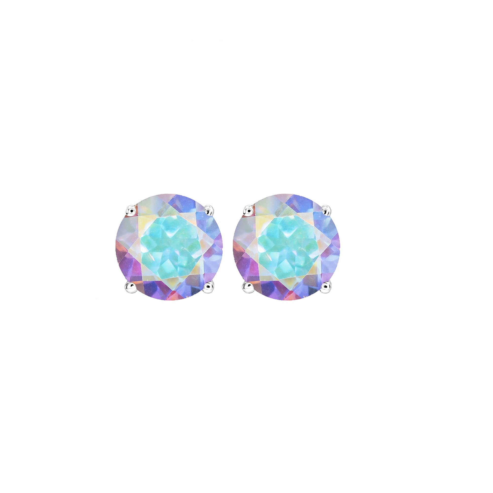 925 Sterling Silver Stud Earrings for Women - Round Solitaire Gemstone Earrings - Birthstone, Cubic Zirconia or Pearl Options - Elegant Gift for Her, Birthday, Anniversary, Valentine's Day - Perfect for Office, Date Night & Special Occasions