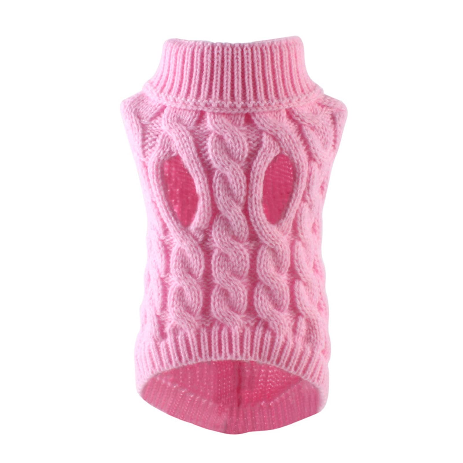 Warm Winter Knitted Dog Sweater - Cozy Turtleneck Vest for Puppies, Teddy & Bulldogs (Beige, Large) - Perfect for Cold Weather Walks & Indoor Comfort