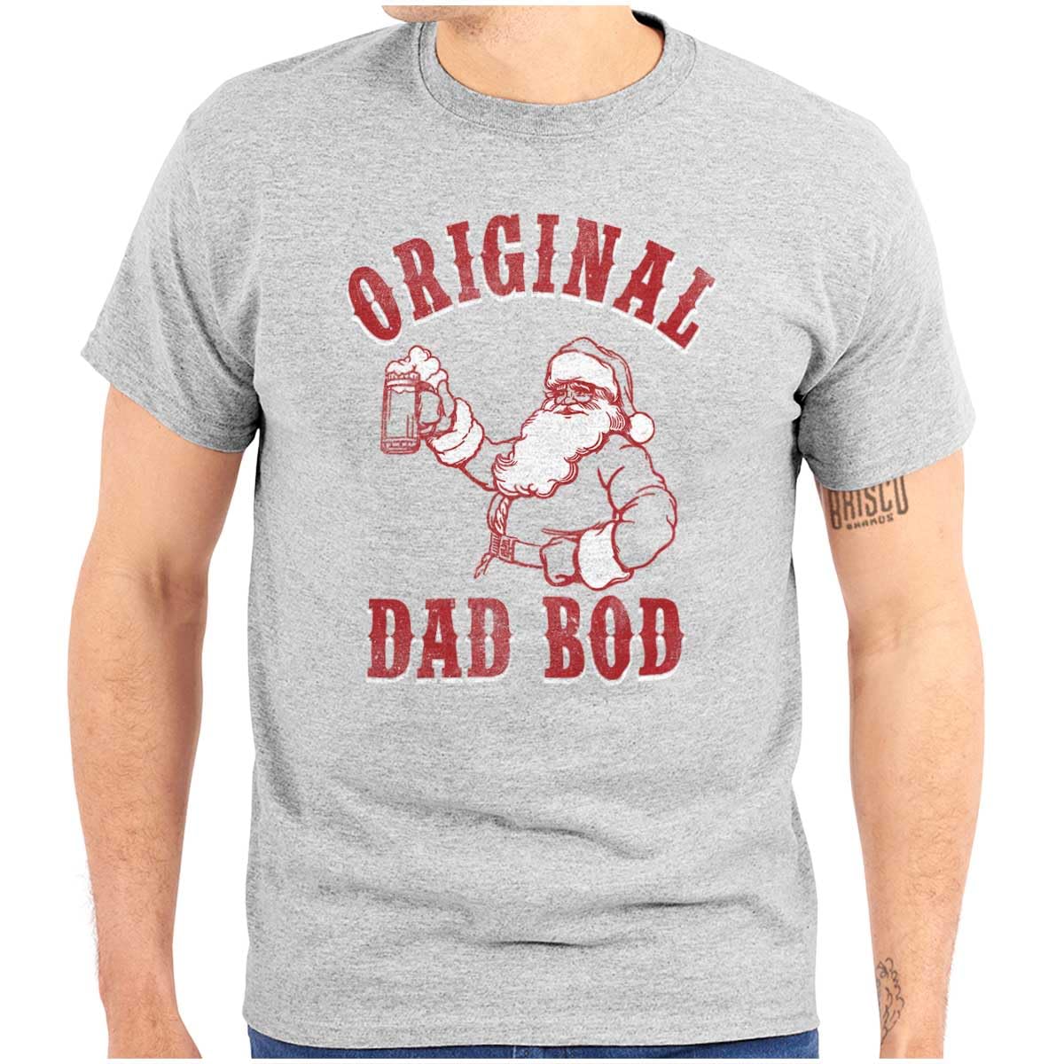 Brisco Brands Christmas Dad Santa Claus Beer Mug Graphic T-Shirt for Men - Funny Holiday Gift for Beer Lovers & Christmas Party Outfit