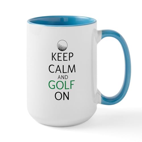 White/Blue Inside - Keep Calm And Golf On Large Mug