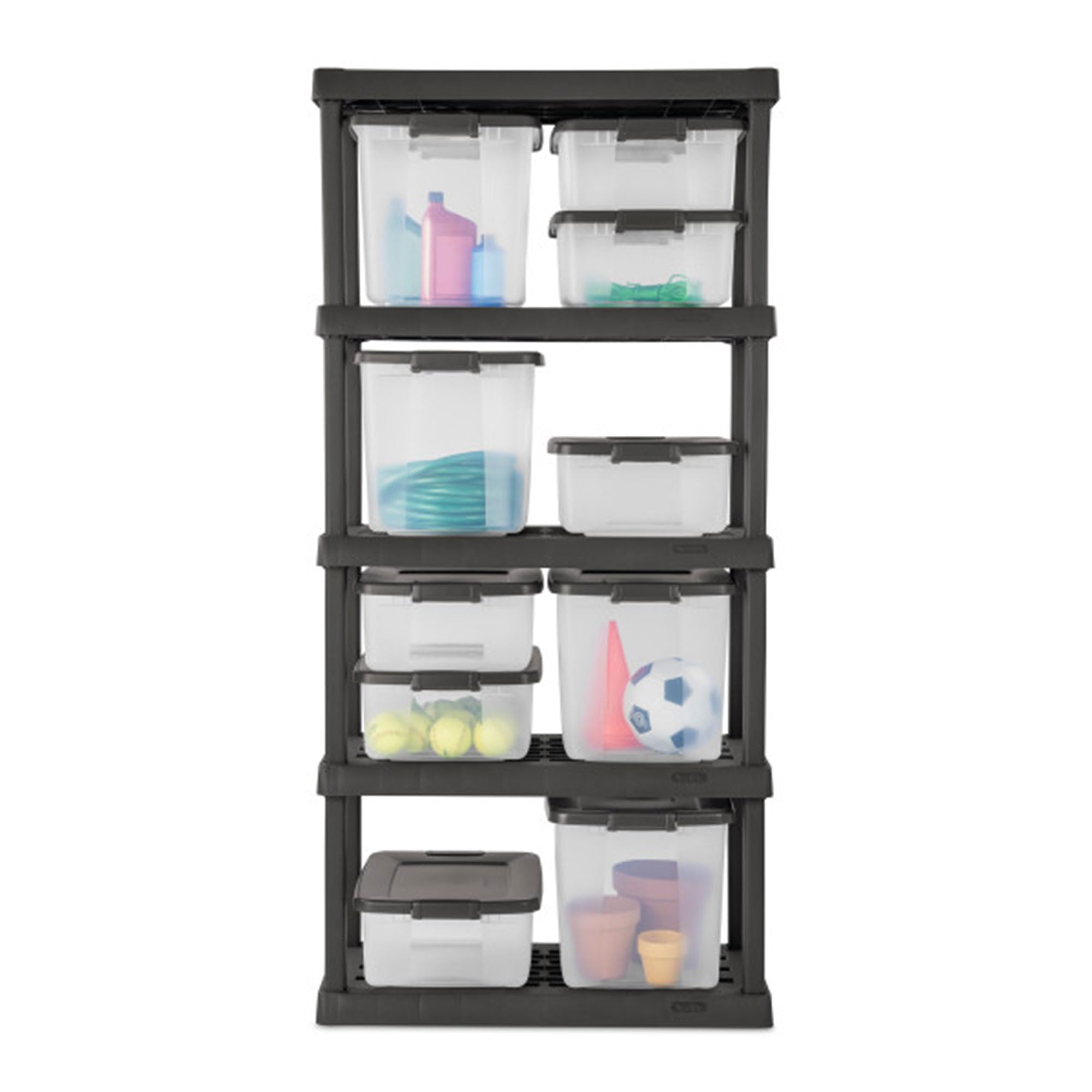 Sterilite 18-Pack 50 Qt Clear Plastic Storage Bins with Lids - Stackable Shelf Totes & Organizer Containers for Home, Office, Garage, and Closet Organization