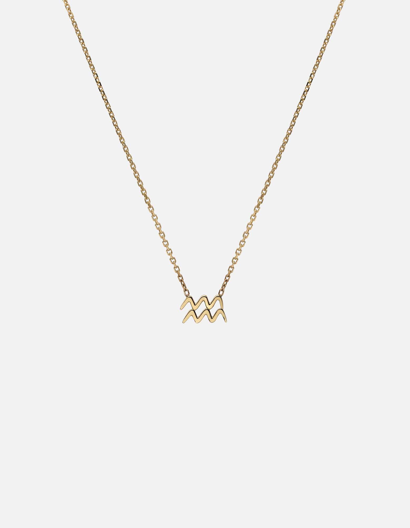 14k Gold Aquarius Zodiac Pendant Necklace - Perfect Gift for Birthday, Anniversary & Astrology Lovers | Elegant Jewelry for Everyday Wear & Special Occasions