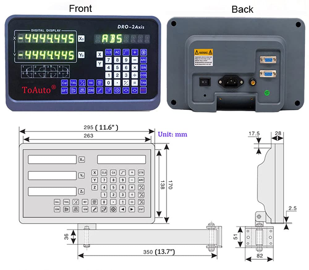 TOAUTO 2 Axis 400mm + 850mm Digital Readout DRO Kit with Linear Scale for Milling Machine & Lathe | Precise Measurement for Metalworking, Woodworking & CNC Machining