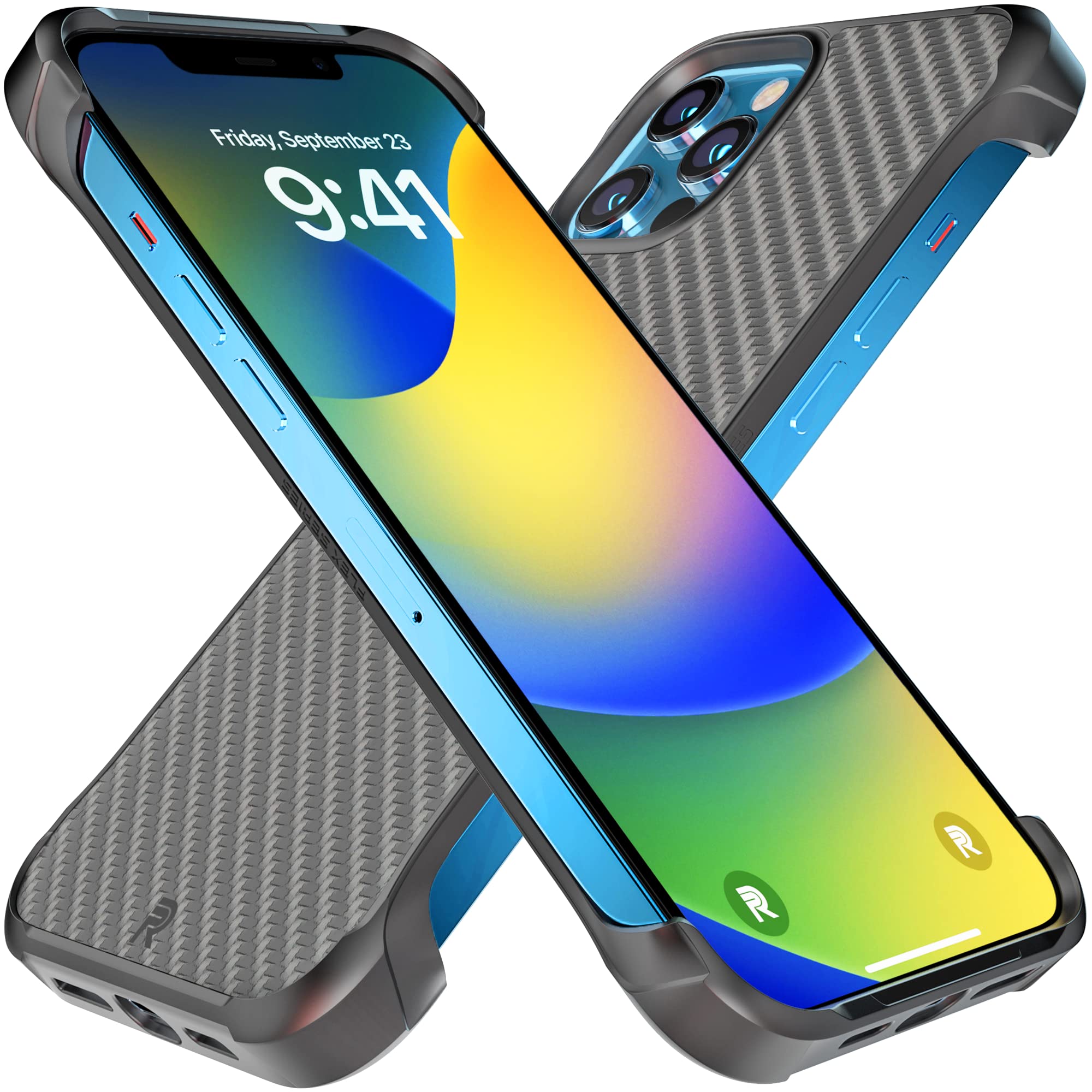 REBEL iPhone 12 Pro Max Case [Flex Series] - Slim Aramid Fiber Protective Cover with MagSafe Compatibility | Shockproof Frameless Design & Exposed Sides for Comfort | Perfect for Work, Travel & Everyday Use (6.7-inch, 2020 Model, Flex Black)