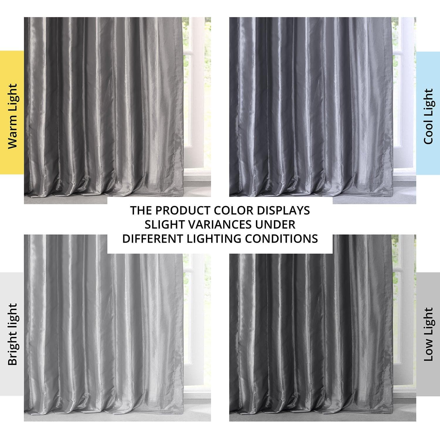 Premium Platinum Solid Faux Silk Taffeta Blackout Curtains for Bedroom & Living Room - Light Blocking Thermal Insulated Window Drapes for Home Decor & Privacy