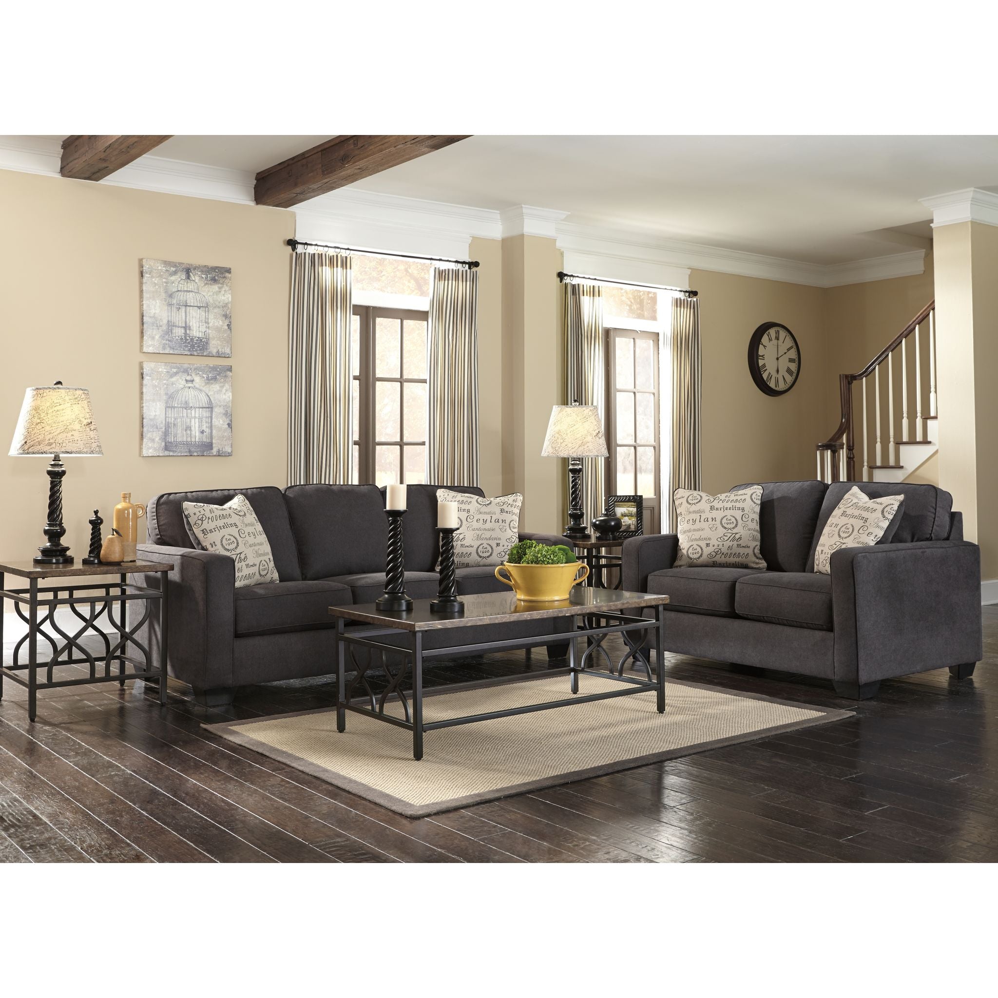 Alenya Modern Sofa - Charcoal Gray Upholstered Couch for Living Room, Lounge & Office - Comfortable 3-Seater with Sturdy Wooden Legs