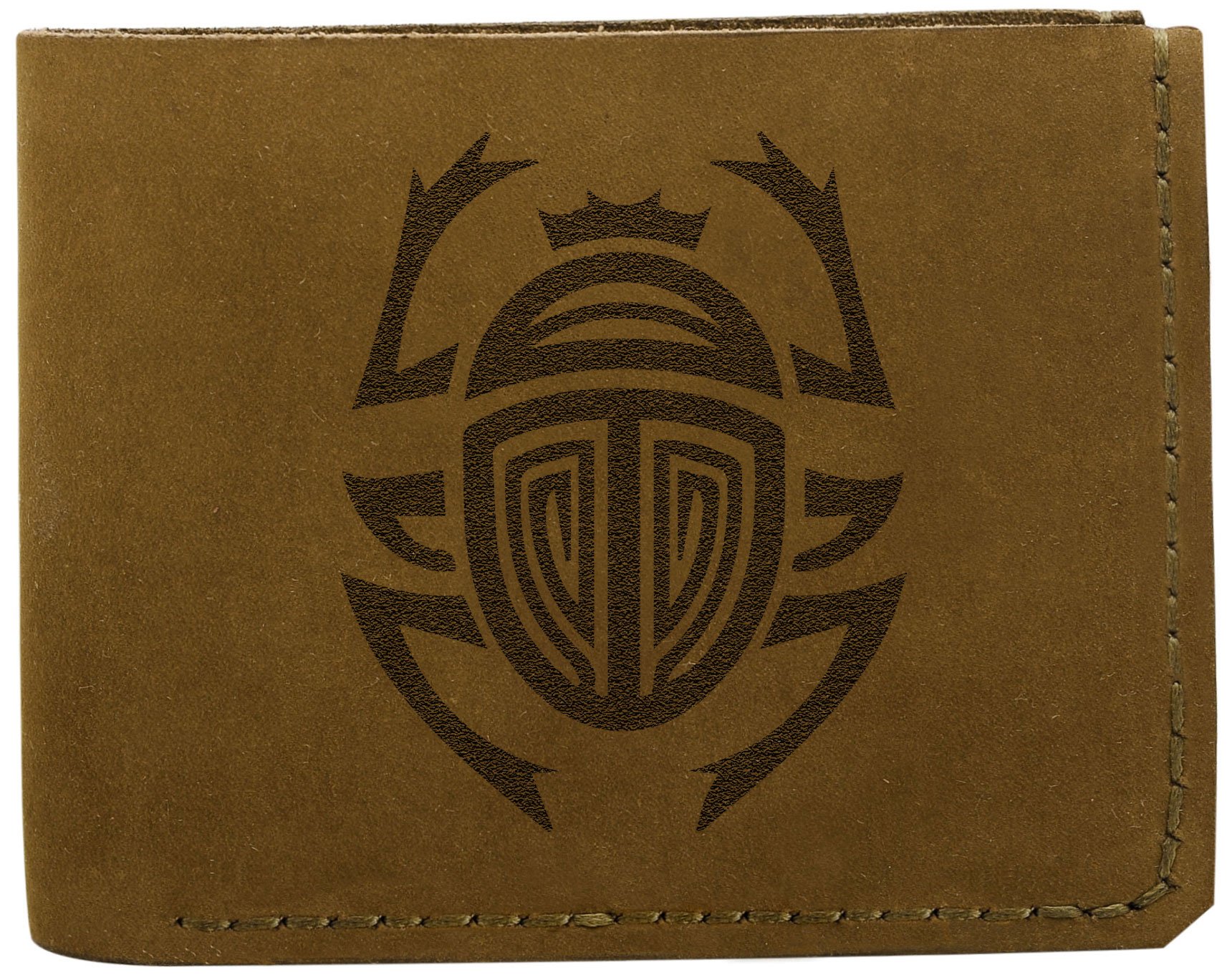 Genuine Handmade Pull-Up Leather Wallet for Men - Scarab Abstract Design - Durable & Stylish Gift for Everyday Use, Travel, and Business