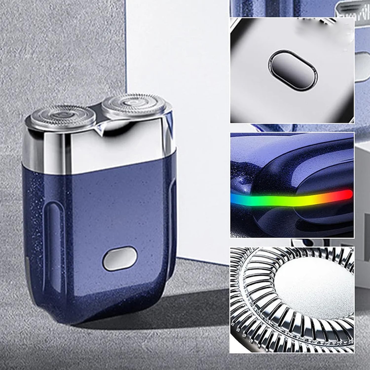 Mini Portable Magnetic Waterproof Electric Shaver - Dual Head USB Rechargeable Rotary Shaver for Men, Compact Travel Shaver with Upgraded Blade (Blue) - Perfect for Travel, Gym, and On-the-Go Grooming