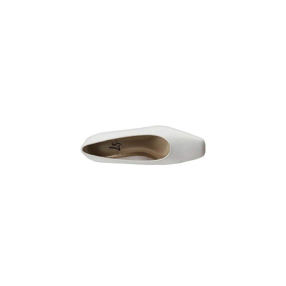LifeStride Women's Jade Leather Square Toe Classic Pumps - Comfortable Dress Shoes for Work & Party, White, Size 7.0 | Perfect for Office, Wedding & Formal Occasions