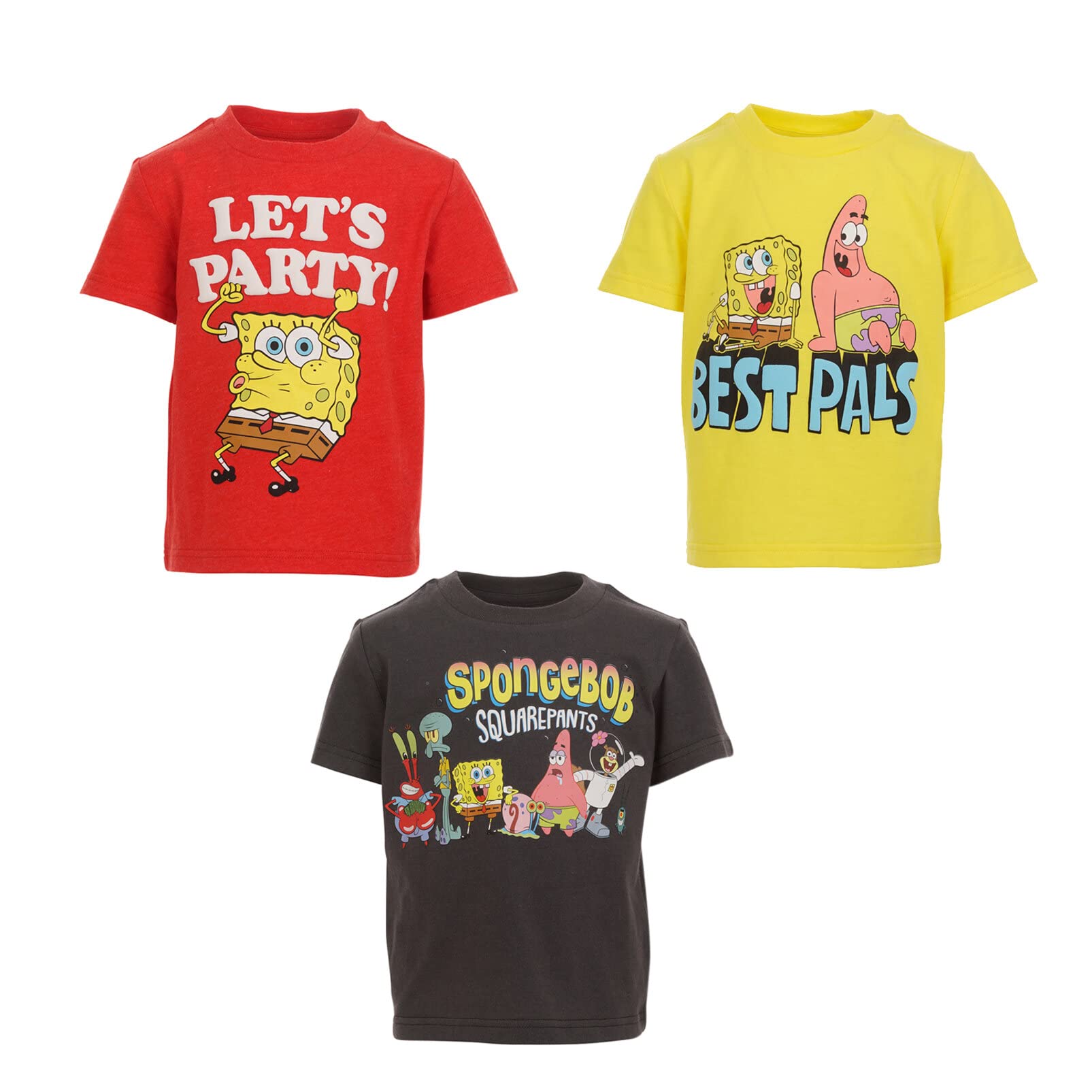 Spongebob Squarepants Squidward 3 Pack Kids T-Shirts - Toddler to Big Kid Sizes (2T-12) | Cartoon Character Tees for School, Play & Family Outfits