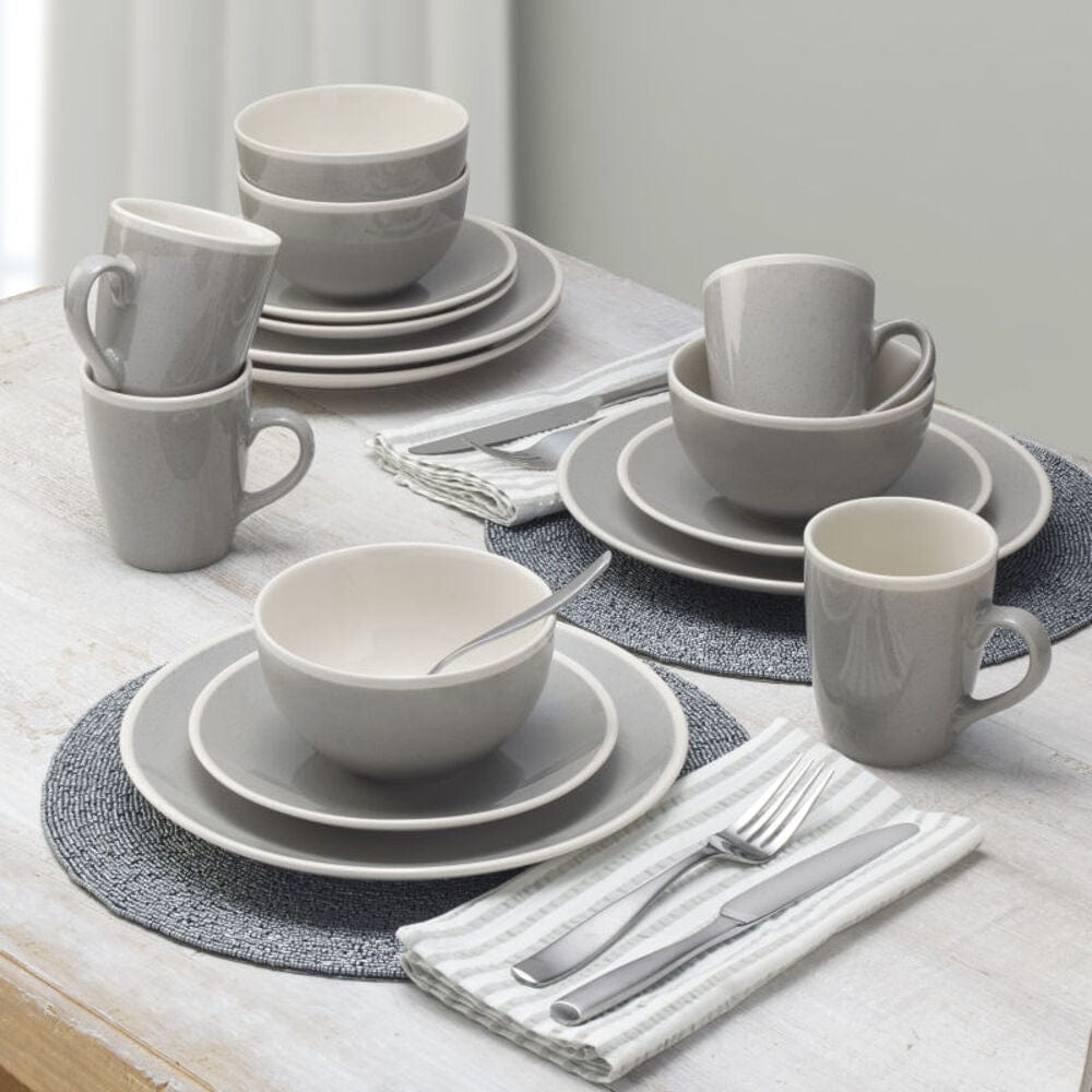 Melanie Gray 32-Piece Dinnerware Set - Service for 8 - Elegant Porcelain Plates, Bowls & Mugs - Perfect for Family Dinners, Entertaining Guests & Holiday Gatherings