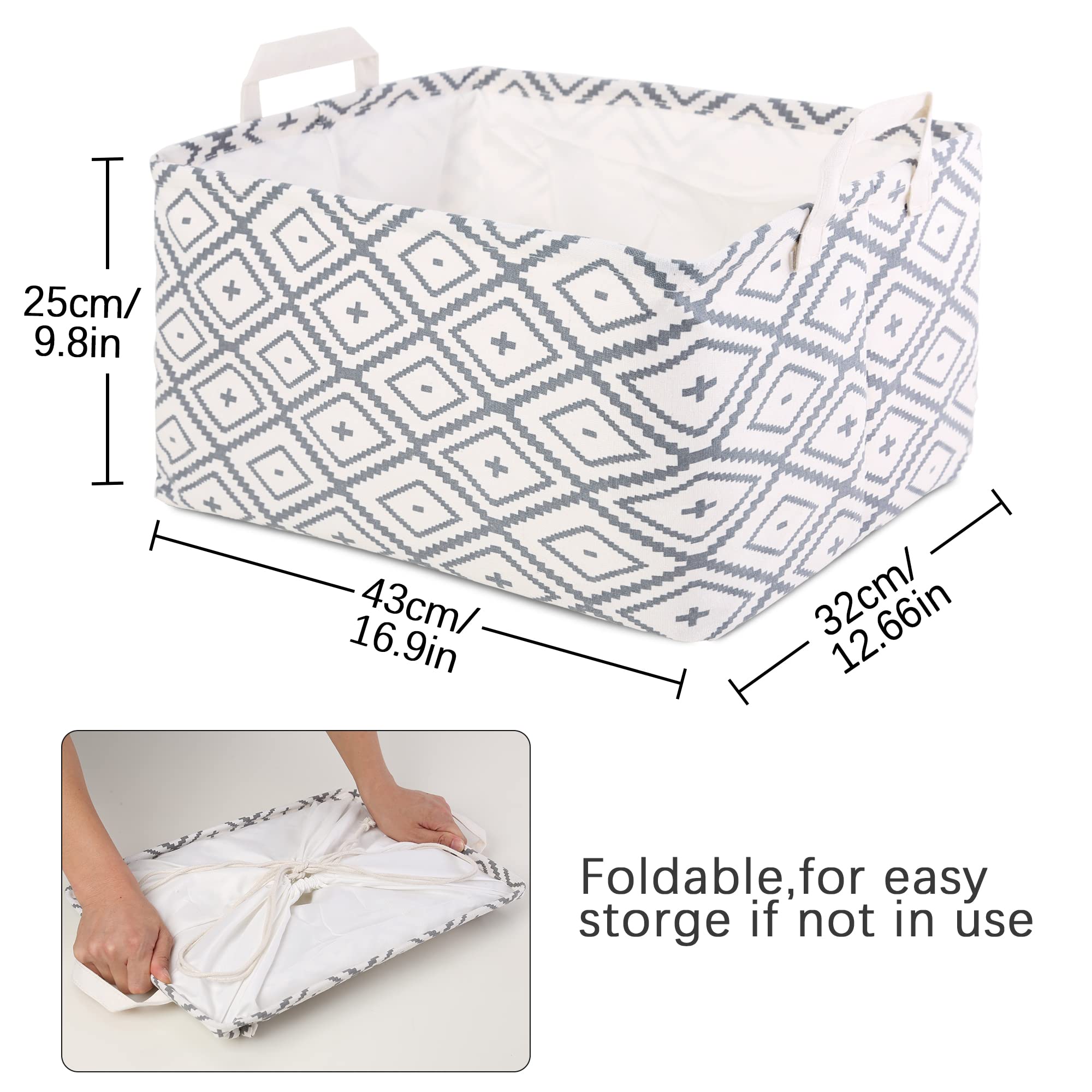 Foldable Storage Baskets with Drawstring & Handles - Waterproof Dustproof Toy Organizer for Bathroom, Bedroom, Nursery & Playroom - Perfect for Kids Toys, Laundry & Home Organization
