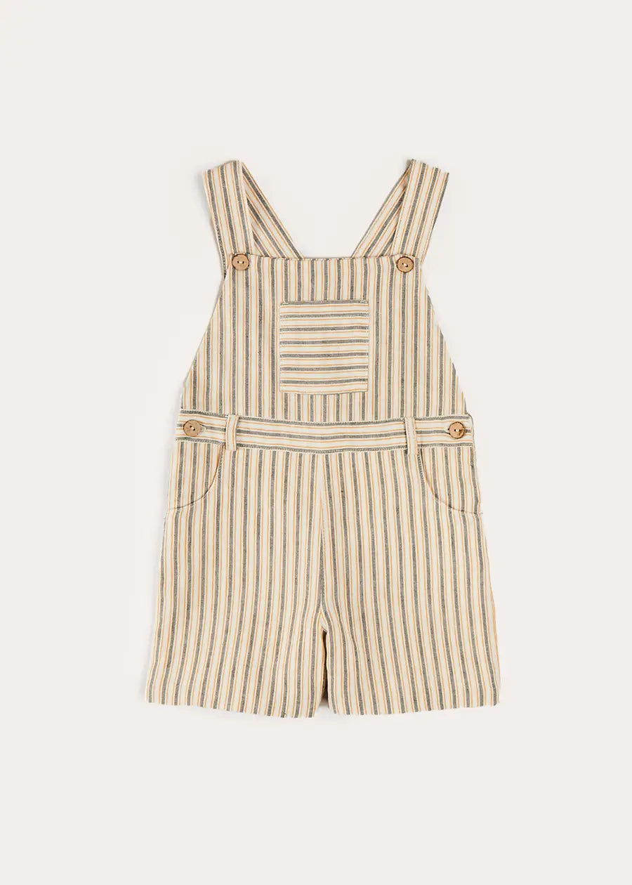 **Green Striped Pocket Front Dungarees for Kids (18 Months - 4 Years) | Comfortable & Stylish Toddler Overalls for Playtime & Outdoor Adventures**