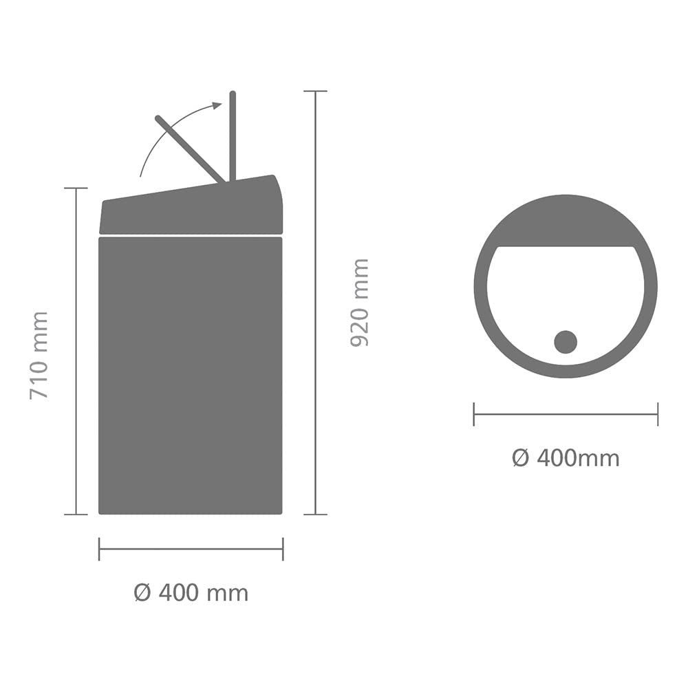 Brabantia 60L/16 Gal Extra Large Kitchen Touch Top Trash Can | Stainless Steel Step Bin with Lid | Perfect for Modern Kitchens, Offices & Restaurants