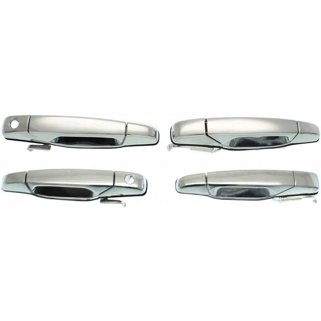 KarParts360 Chrome Exterior Door Handle Set for Chevy Silverado 1500 (2007-2013) - Front & Rear Driver & Passenger Side with Key Hole - Perfect for Replacement & Restoration Projects