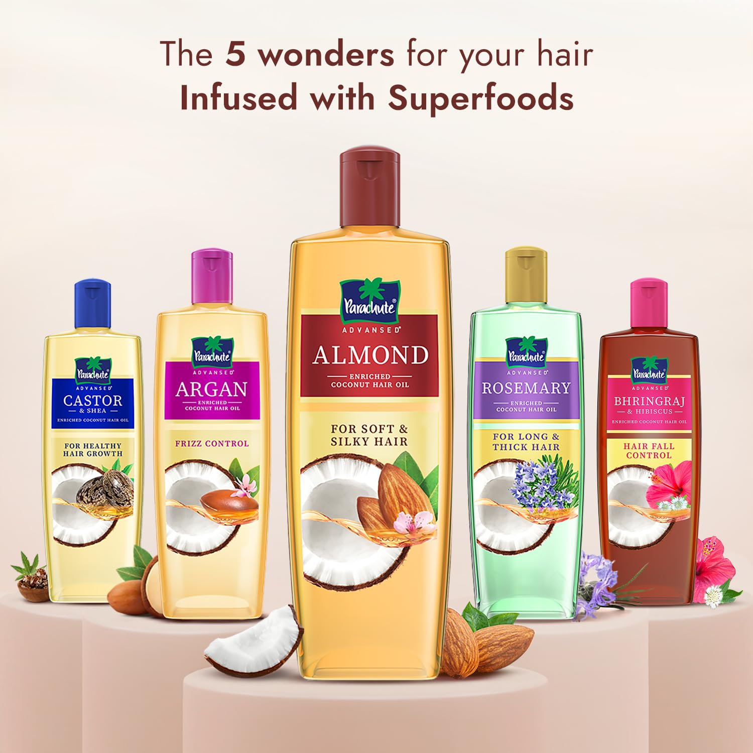 **Parachute Advanced Almond Enriched Coconut Hair Oil with Vitamin E 300ml – Nourishes, Softens & Strengthens Hair | Reduces Hair Fall & Promotes Growth | Non-Sticky, Dermatologist-Tested Formula for Men & Women | Ideal for Daily Hair Care, Scalp Massage & Frizz Control**