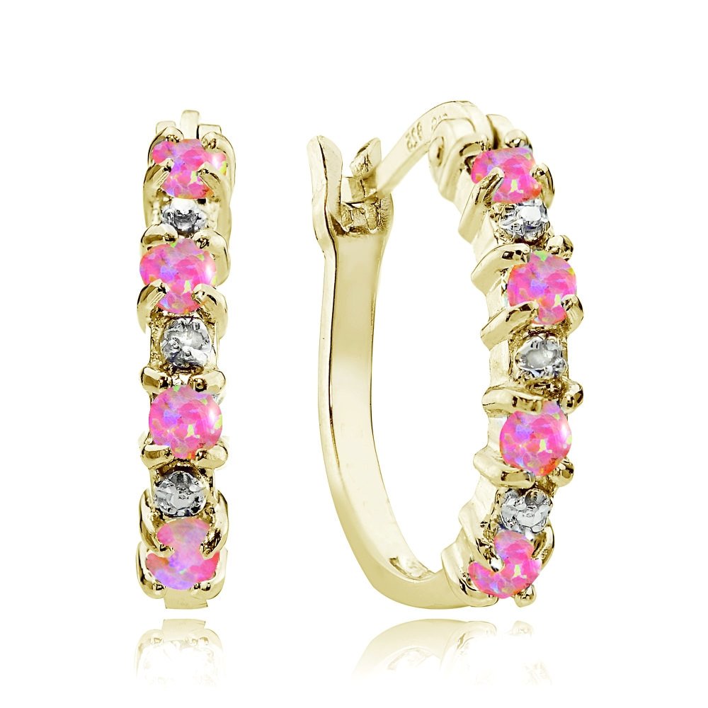 20mm Sterling Silver Hoop Earrings for Women with Genuine or Synthetic Gemstones | Small Round Studs for Everyday Wear, Gifts & Special Occasions