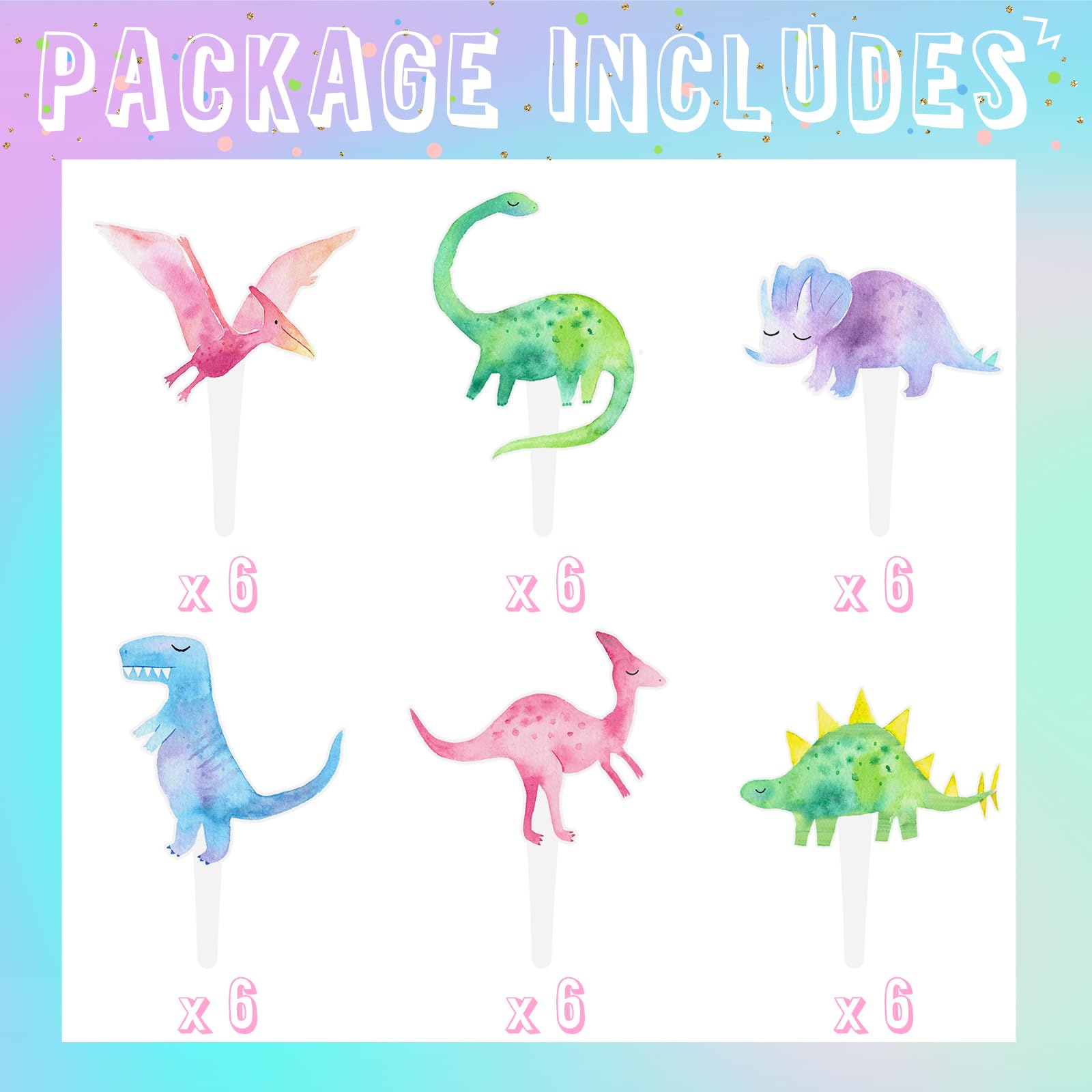 36 Pcs Pink Dinosaur Cupcake Toppers - Adorable Dinosaur Party Decorations for Girls Birthday, Baby Shower & Themed Celebrations - Perfect for Cake, Cupcakes and Dessert Decorations