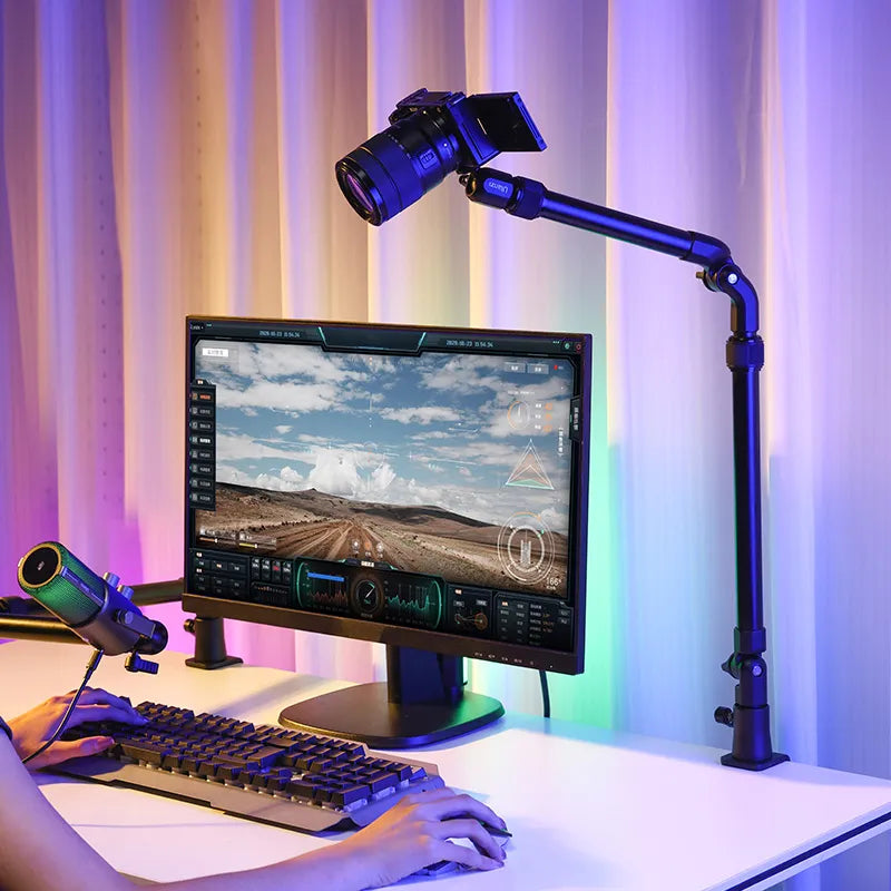 Ulanzi ZJ02 Adjustable Camera Mount Desk Stand with Flexible Holding Arm - Perfect for Vlogging, Live Streaming & Video Conferencing