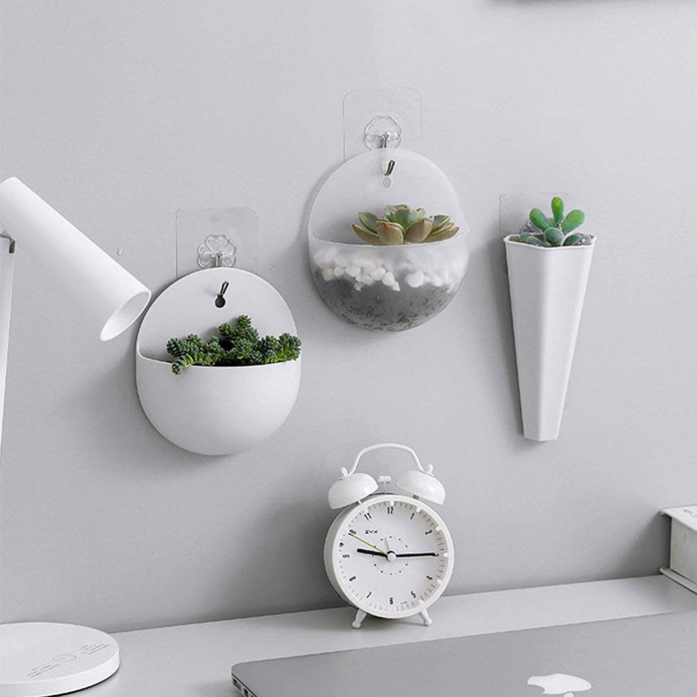 DOITOOL 3-Piece Hanging Wall Planters for Succulents - Indoor/Outdoor Wall Mount Plant Pots with Terrarium Container - Perfect for Balcony, Garden, Desk Decor & Home Office Decorating