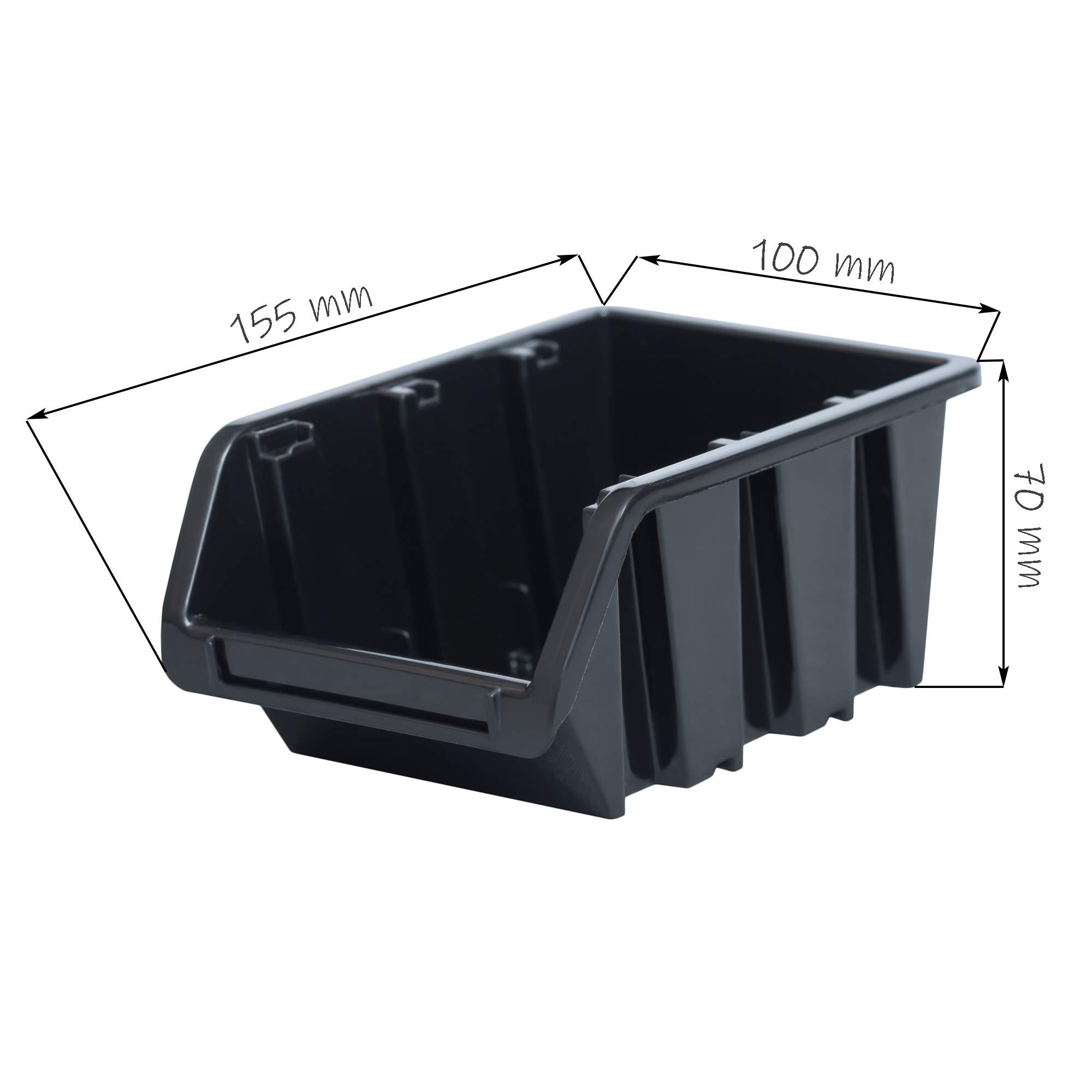 75 Black XS & 60 Black S Size Storage Bins with Wall Mounted Panel - Space Saving Closet, Garage & Pantry Organization Solution