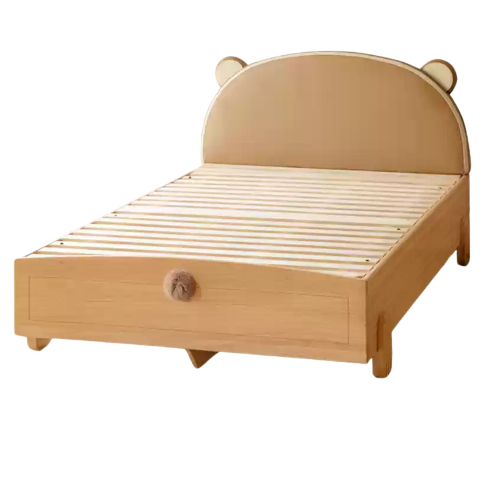 Solid Wood Bear Box Bed - Handcrafted from Premium Beech & Oak - Durable & Stylish Storage Solution for Kids' Rooms, Nurseries, and Cabin Decor