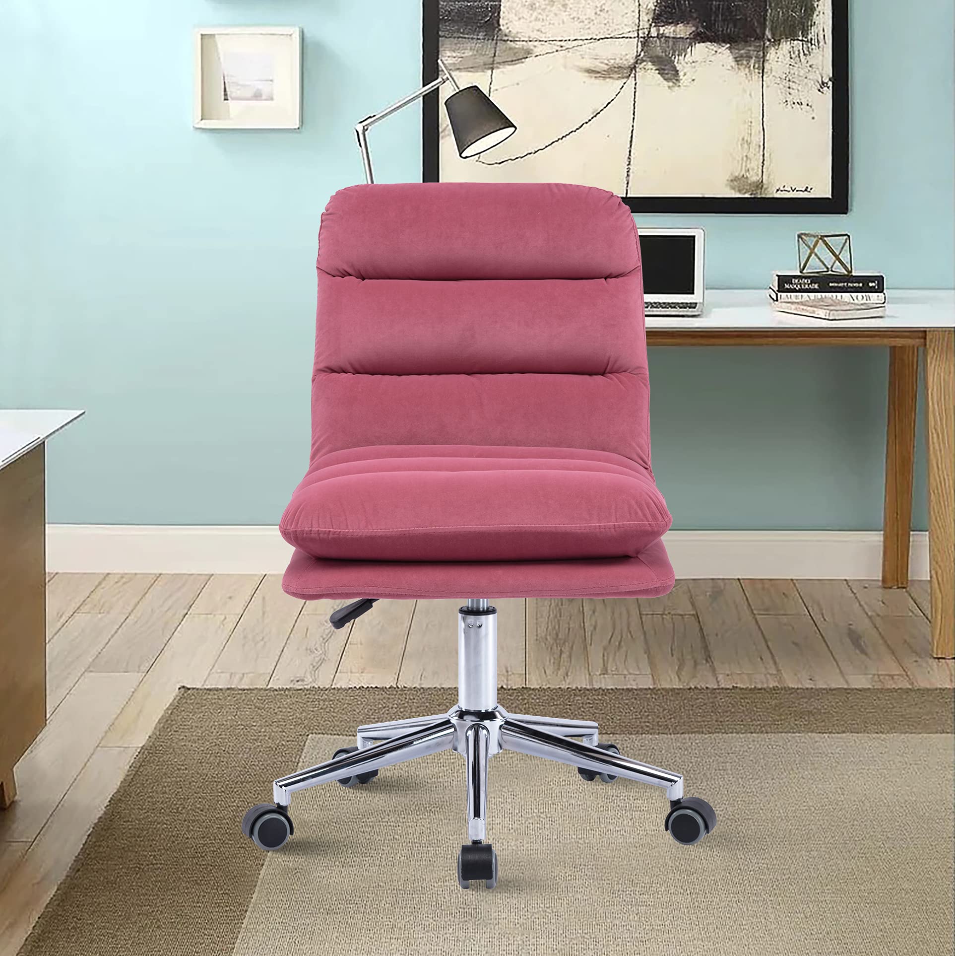 Ergonomic Swivel Office Chair - Adjustable Computer Desk Chair for Home Office, Living Room, Bedroom - Modern Pink Mesh Back Support Task Chair for Working, Gaming & Studying