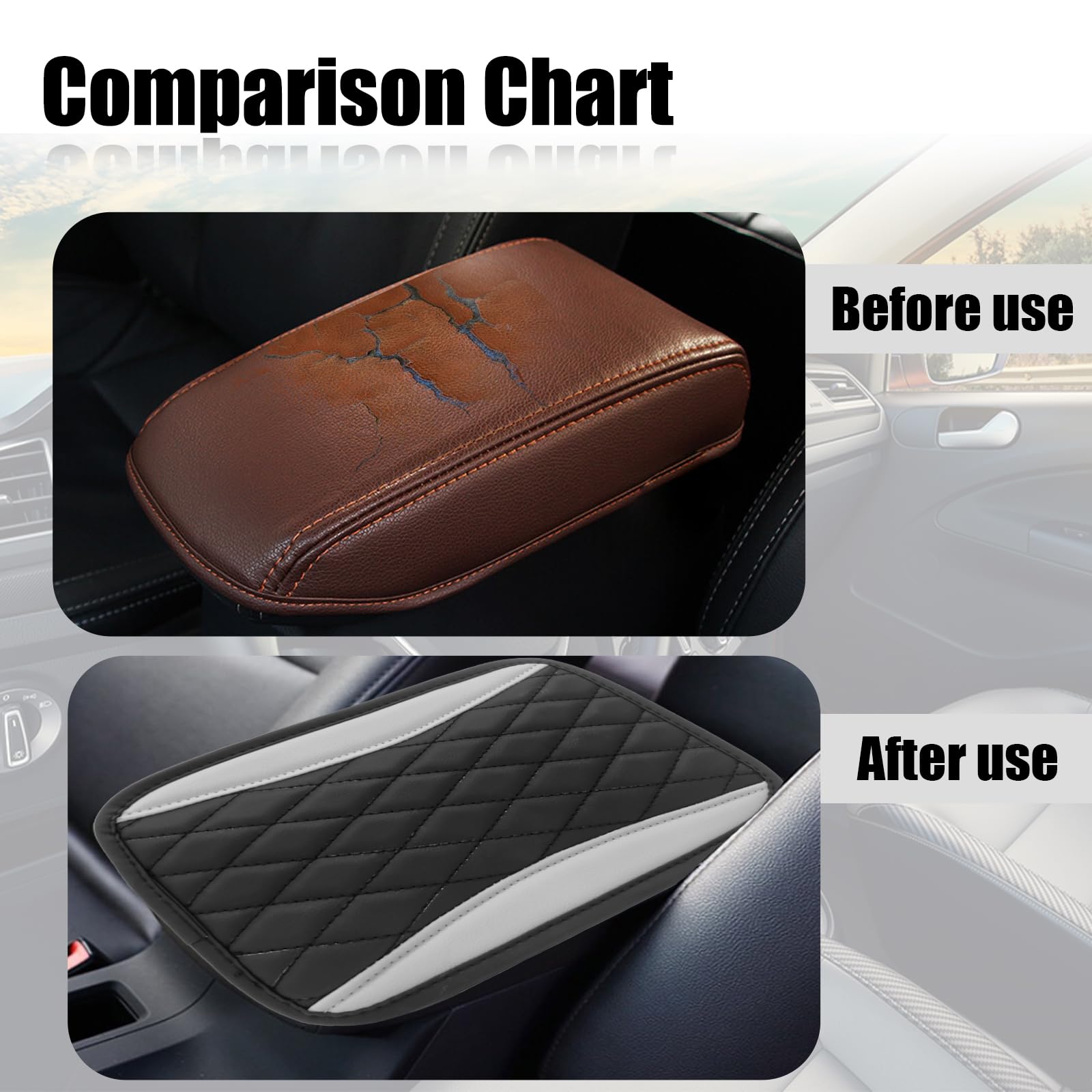 Universal Car Center Console Cushion Pad - Waterproof Leather Armrest Cover with Anti-Scratch Protection for Most Cars & SUVs (Grey) | Perfect for Long Drives & Interior Protection