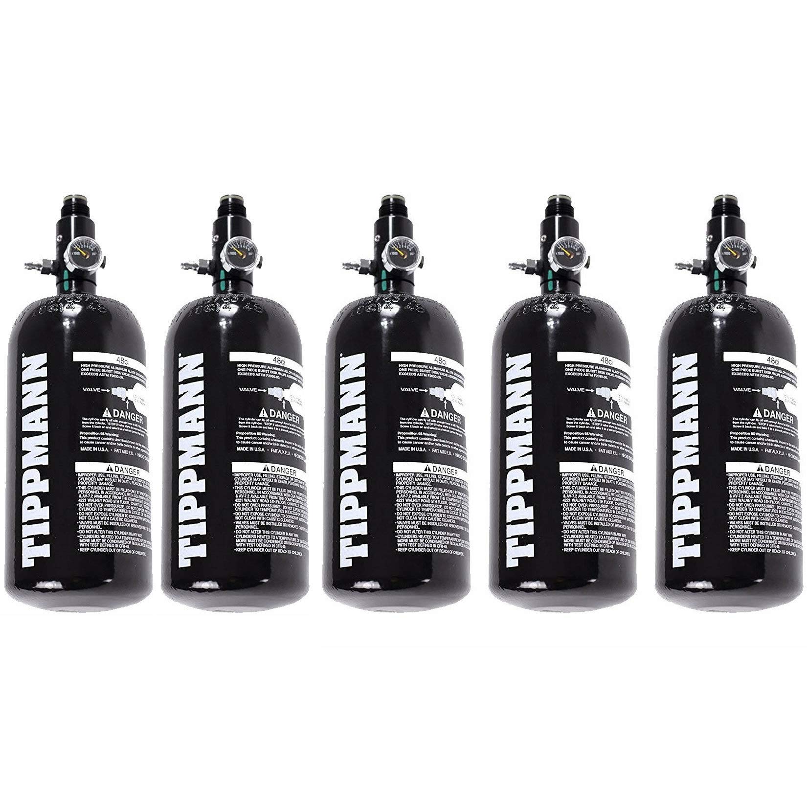 Tippmann 5-Pack 47/48ci 3K Aluminum HPA/Nitro/Compressed Air Tanks - Certified for Global Use - Perfect for Paintball, Airsoft & Scuba Diving