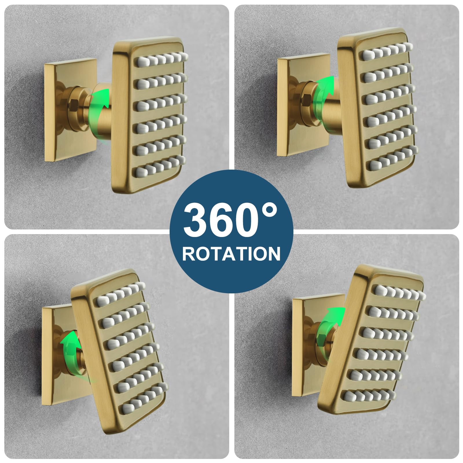 Oupukle 3 Inch Brass Square Shower Body Spray Jets - 36 Silicone Spray Heads & 216 Spout Holes - NPT1/2