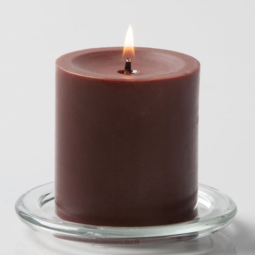 Richland 3x3 Inch Hand-Poured Brown Pillar Candles - Set of 48 for Home Decor, Wedding Centerpieces & Romantic Ambiance