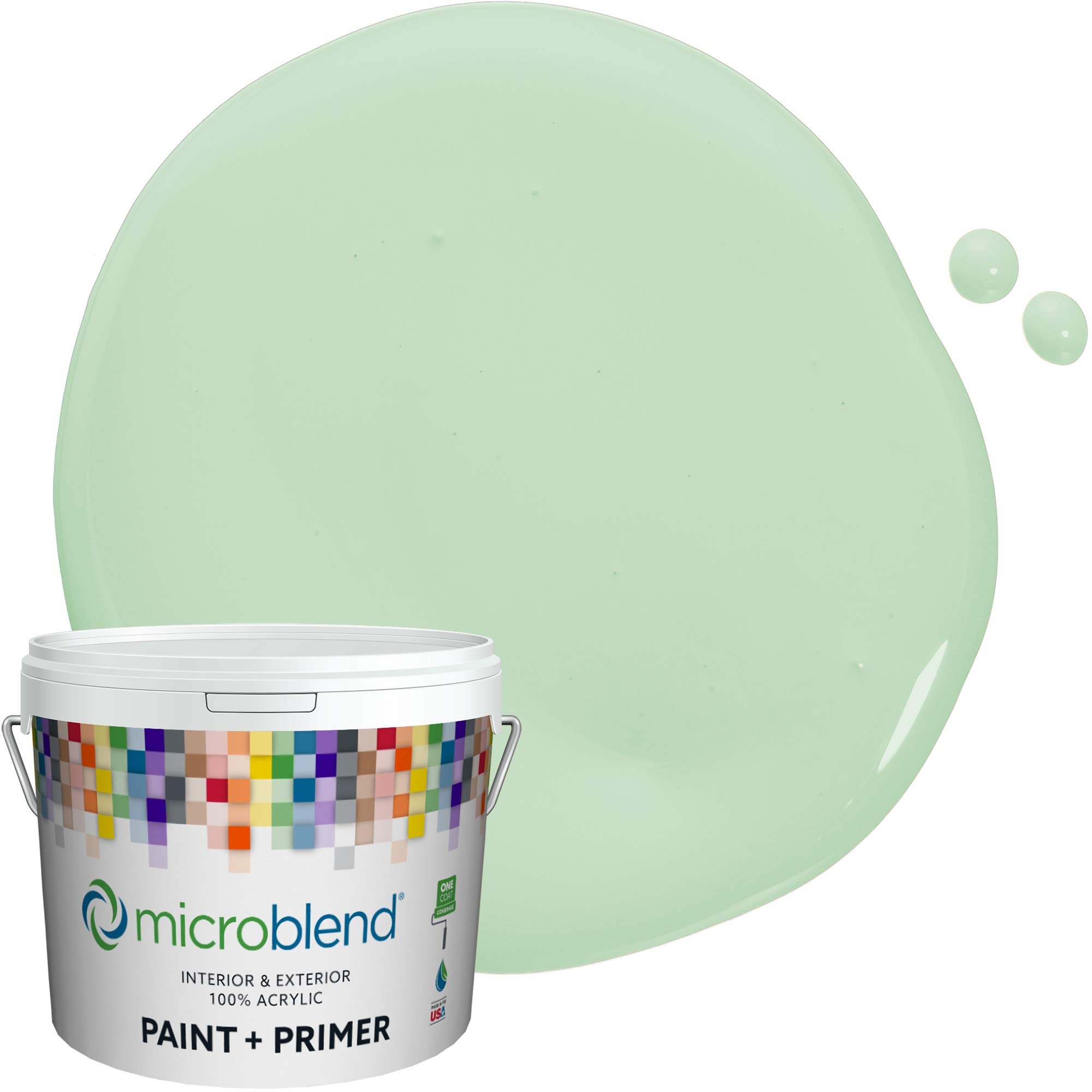 Premium Microblend Interior Paint & Primer - Light Green Elegant Impression, Flat Finish, 1 Gallon, High Coverage, Low VOC, Washable | Perfect for Living Rooms, Bedrooms & Home Offices