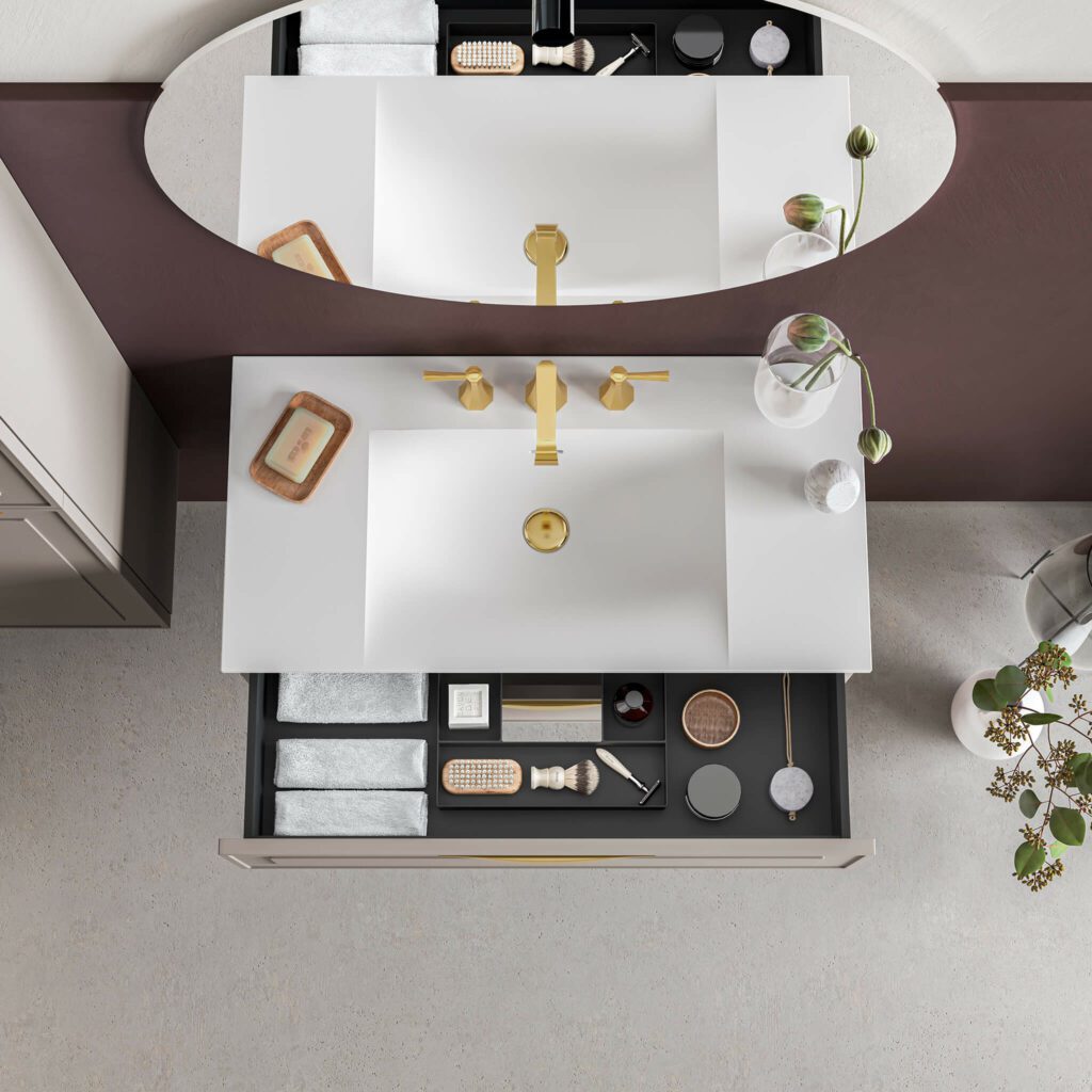 Deville 24-Inch Matt White Wall-Mounted Bathroom Vanity with Porcelain or Solid Surface High-Resistance Coating – Perfect for Modern Small Bathrooms and Powder Rooms