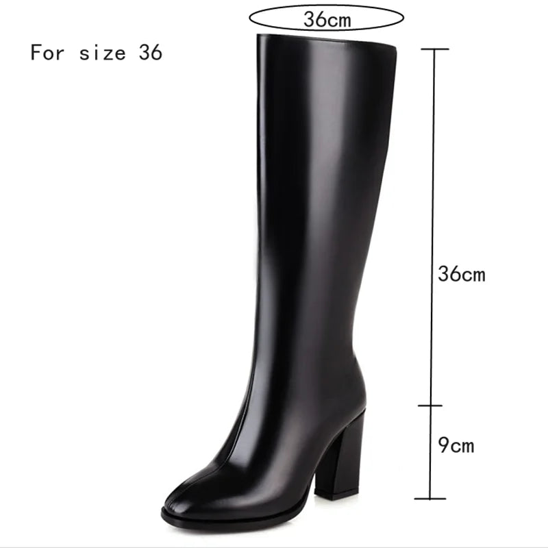 Elegant Women's Knee High Boots with Zipper - Autumn Winter Fashion Heeled Boots in White & Green - Size 48 for Tall Women - Perfect for Office, Party & Winter Outfits