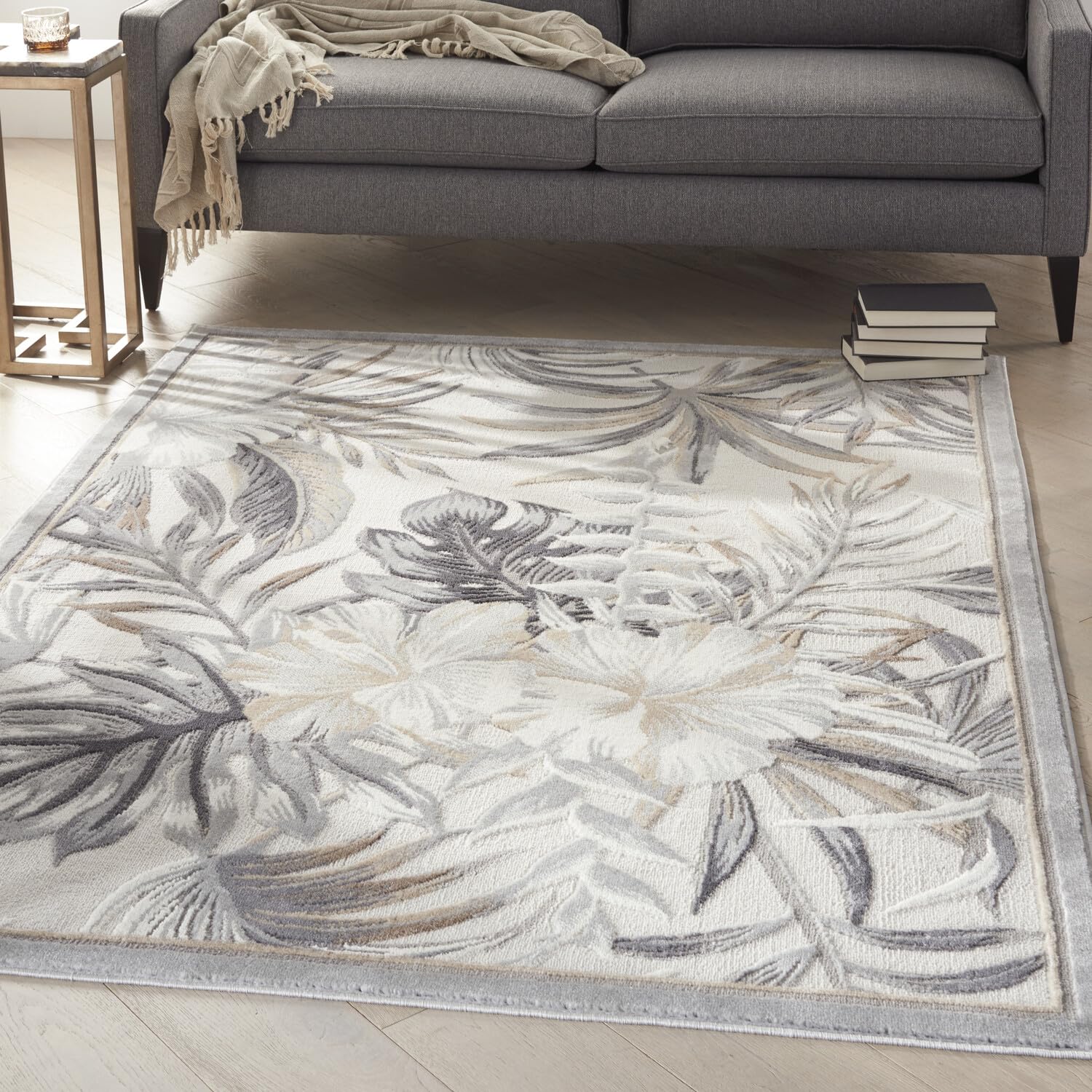 Nourison Pompeii Tropical Ivory/Grey 5'3