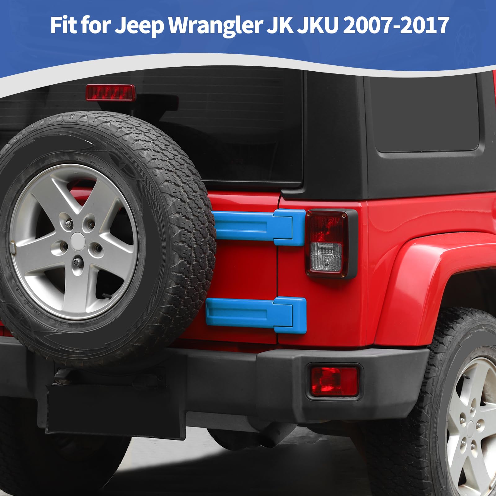 Jeep Wrangler JK JKU Tailgate Hinge Cover Trim (2007-2017) - Baby Blue Exterior Accessories (2-Piece Set) | Durable Protection & Stylish Upgrade for Off-Road Adventures