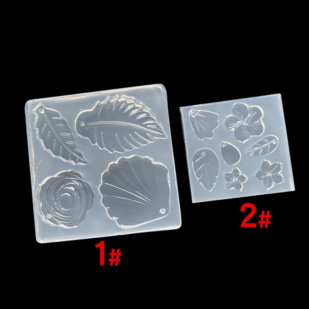 Epoxy Resin Flower Leaf Earring Molds - Silicone Pendant Jewelry Molds with Hole for Necklace Making - DIY Handmade Earrings & Necklace Accessories - Perfect for Crafters, Jewelry Designers and Gift Makers