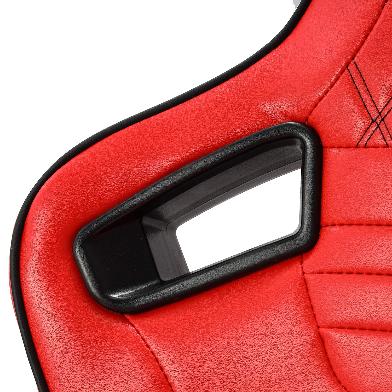 Universal ALL Red Carbon Fiber Style PVC Leather Racing Seats - 1 Pair Reclinable Bucket Seats for Cars, Trucks & SUVs | Lightweight & Durable for Street Racing & Performance Driving