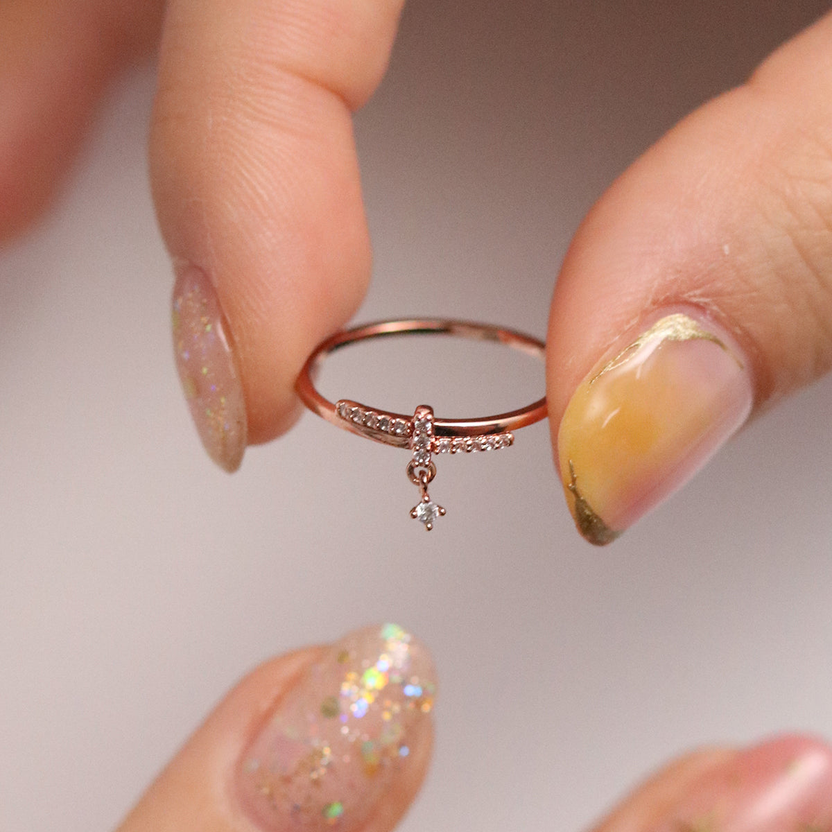 Elegant Cross Drop Cubic Ring - Minimalist Stackable Jewelry for Women, Perfect for Everyday Wear, Gifts & Special Occasions