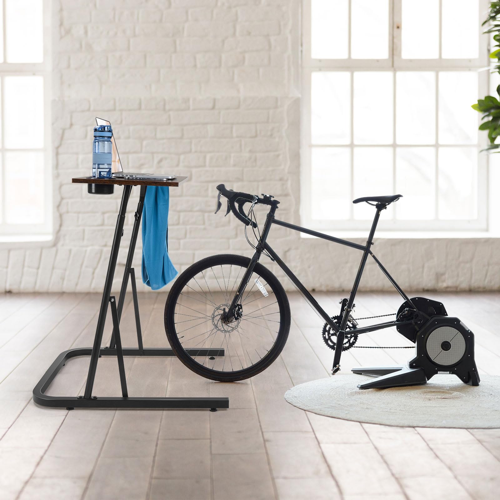 Adjustable Bike Trainer Fitness Desk - Portable Workstation Standing Desk for Indoor Cycling, Exercise & Home Office Use | Perfect for Workouts, Remote Work & Multitasking