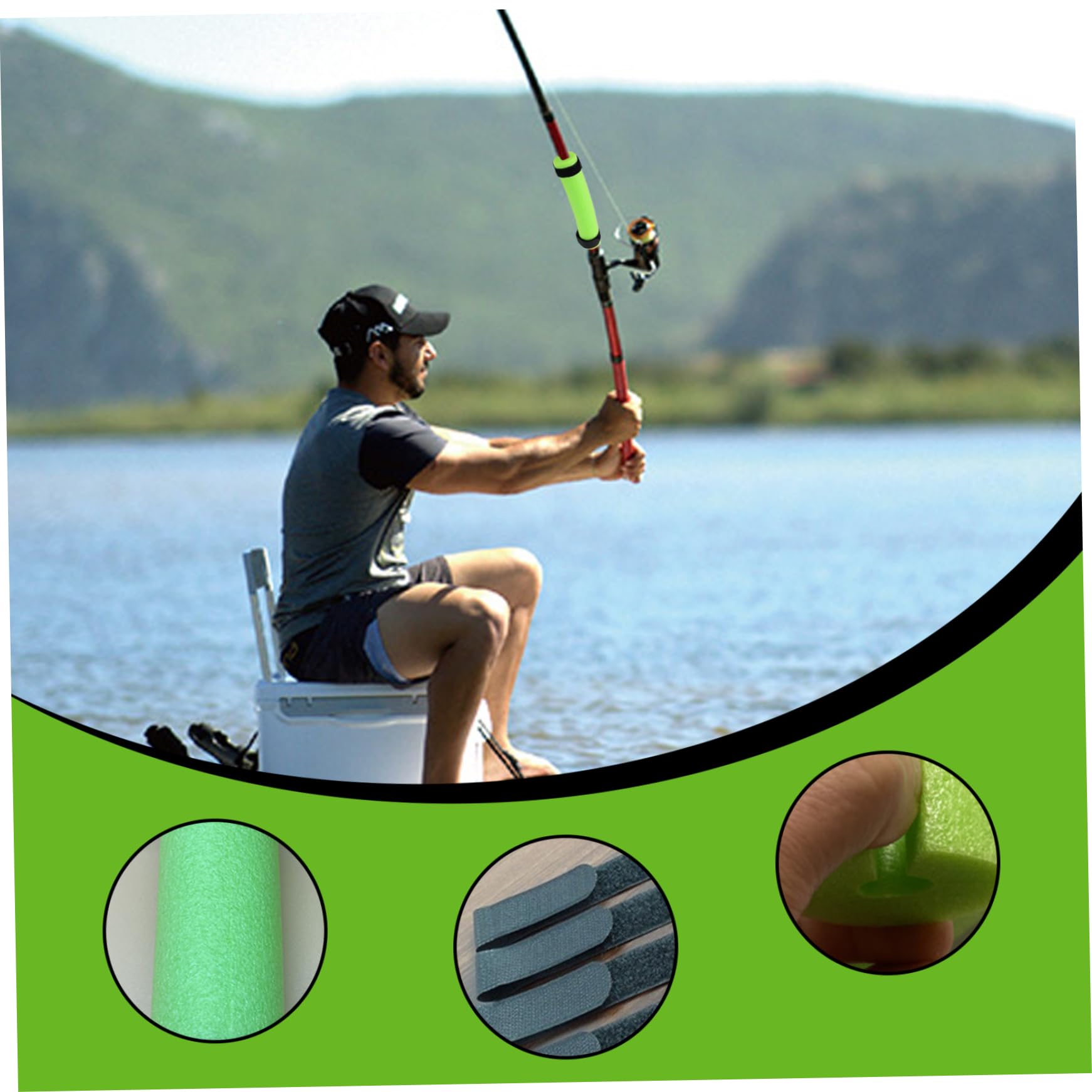 6pcs 7.9inch High Buoyancy EPE Foam Fishing Rod Floats with Ties - Kayak Fishing Pole Float & Rod Butt Cushion for Freshwater & Saltwater Angling