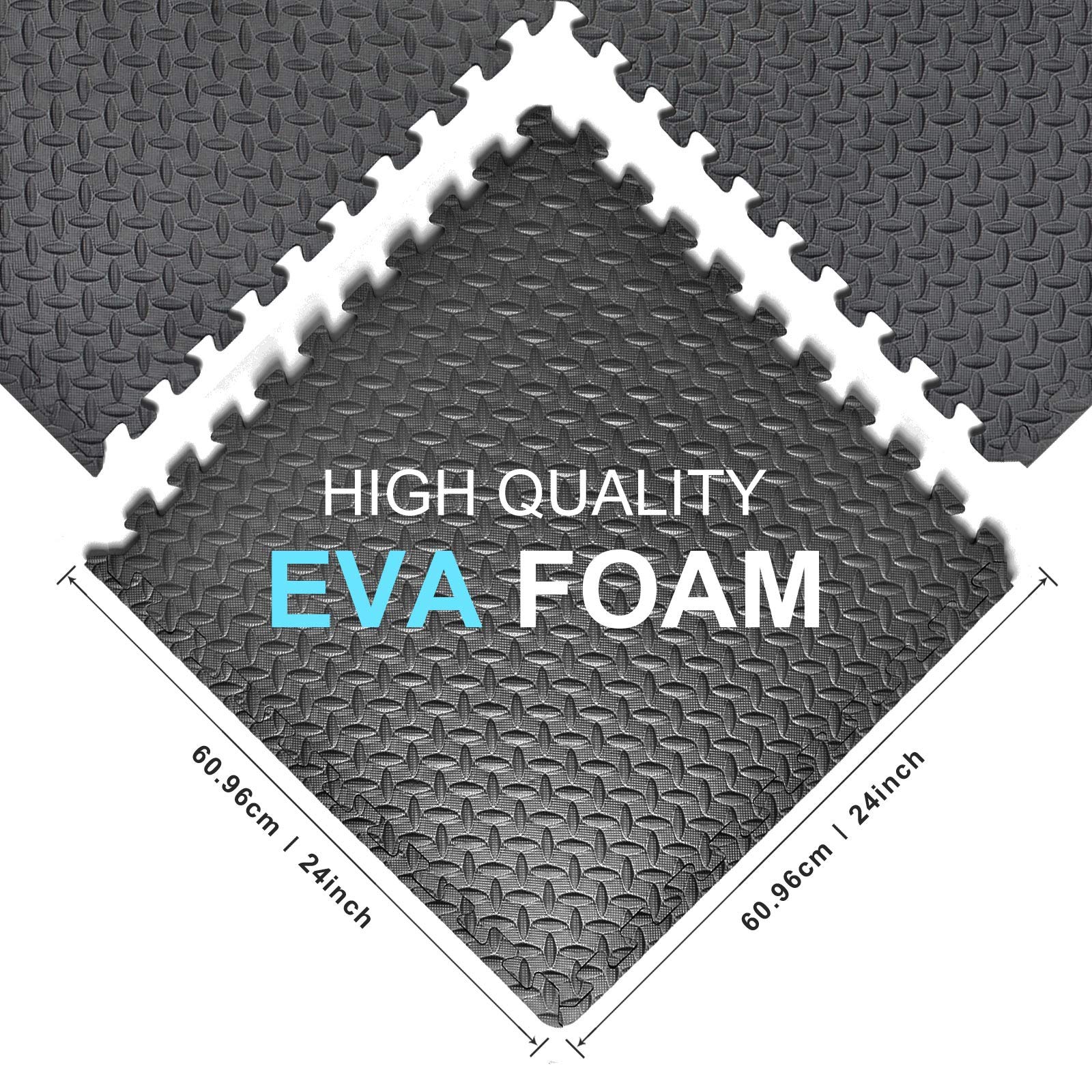 REALIKE Interlocking EVA Foam Exercise Mat - Non-Slip Gym Flooring Tiles for Home Workouts, Yoga, and Equipment Protection - Durable & Shock-Absorbing Workout Mats for Garage, Basement, and Fitness Studios