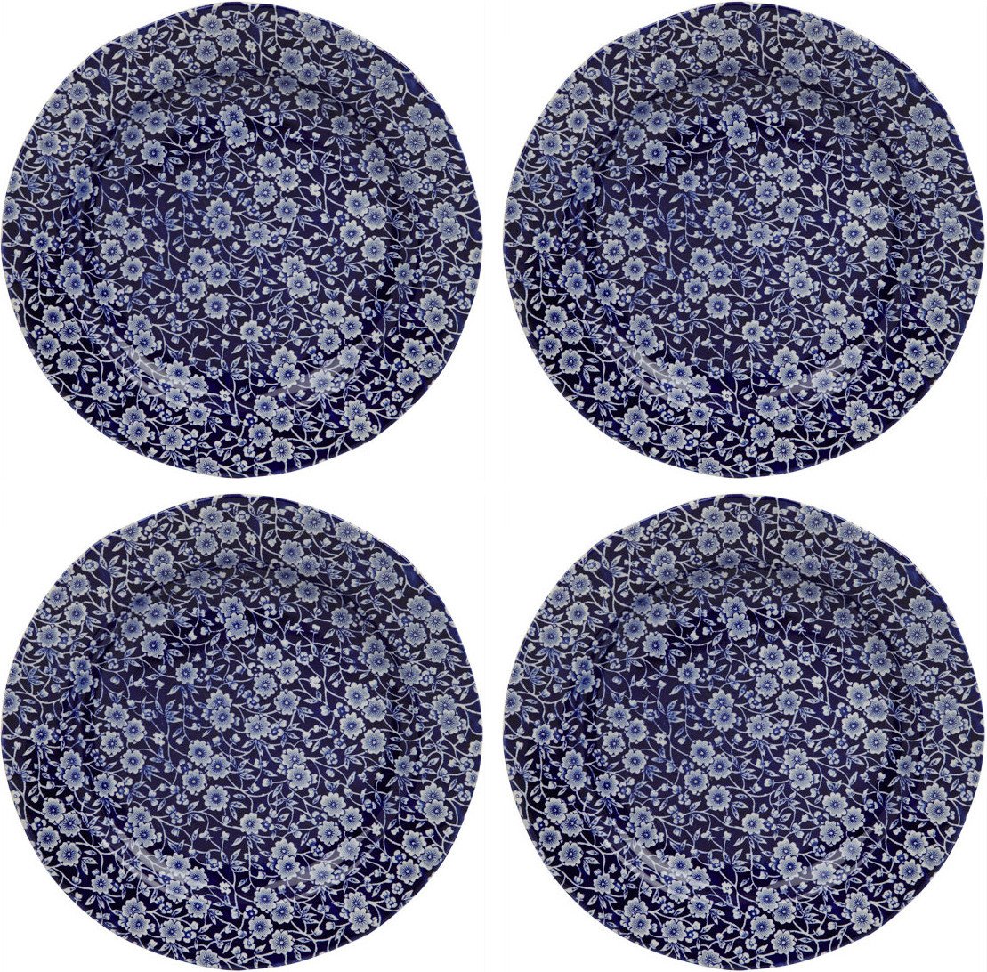 Blue Calico Ceramic Dinner Plates 10.5 Inch - Set of 4 for Farmhouse Dining, Kitchen Decor & Party Serving - Durable Porcelain Plates for Everyday Use & Special Occasions
