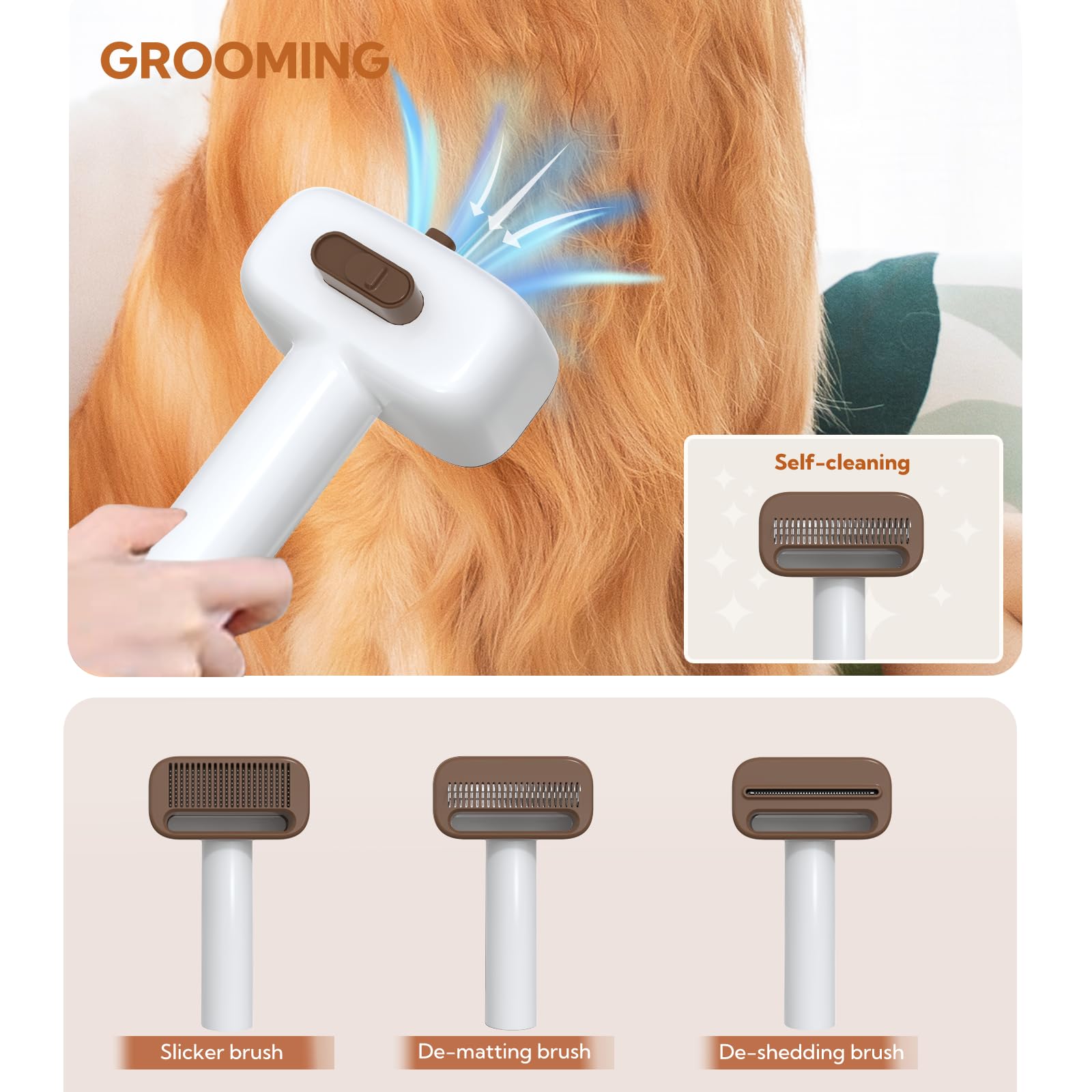 Bunfly Professional Dog Grooming Kit with 3.5L Vacuum - 13000kpa Strong Suction, 99% Pet Hair Removal, 17 Grooming Tools for Shedding Dogs - White | Perfect for Home Pet Grooming & Cleaning Sessions