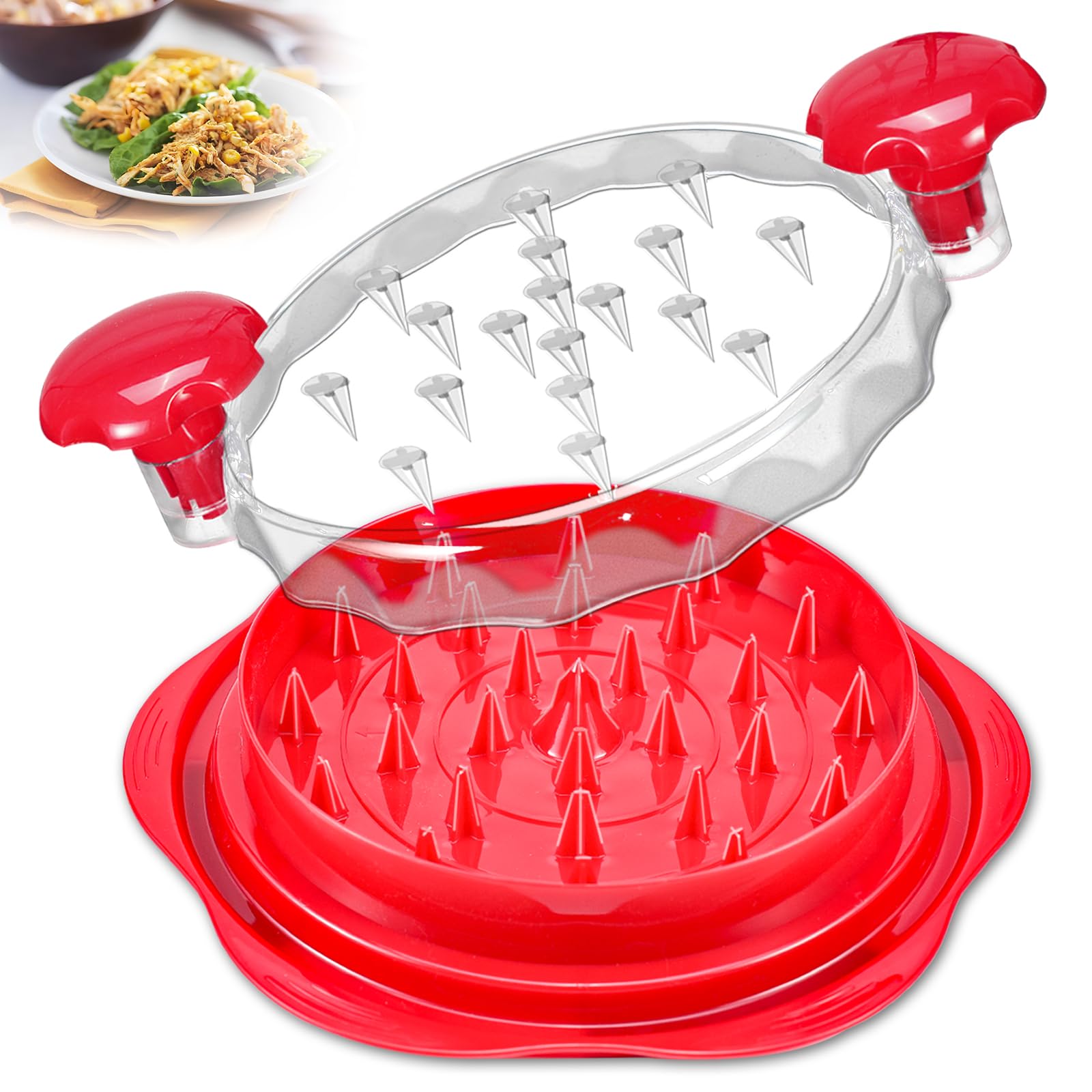 Premium Manual Chicken Shredder Tool - Twist & Grind Meat, Vegetables for Ground Food | Kitchen Gadget for Chicken Breast, Beef & Veggies | Perfect for Meal Prep, Burgers & Healthy Cooking (Elegant Red)